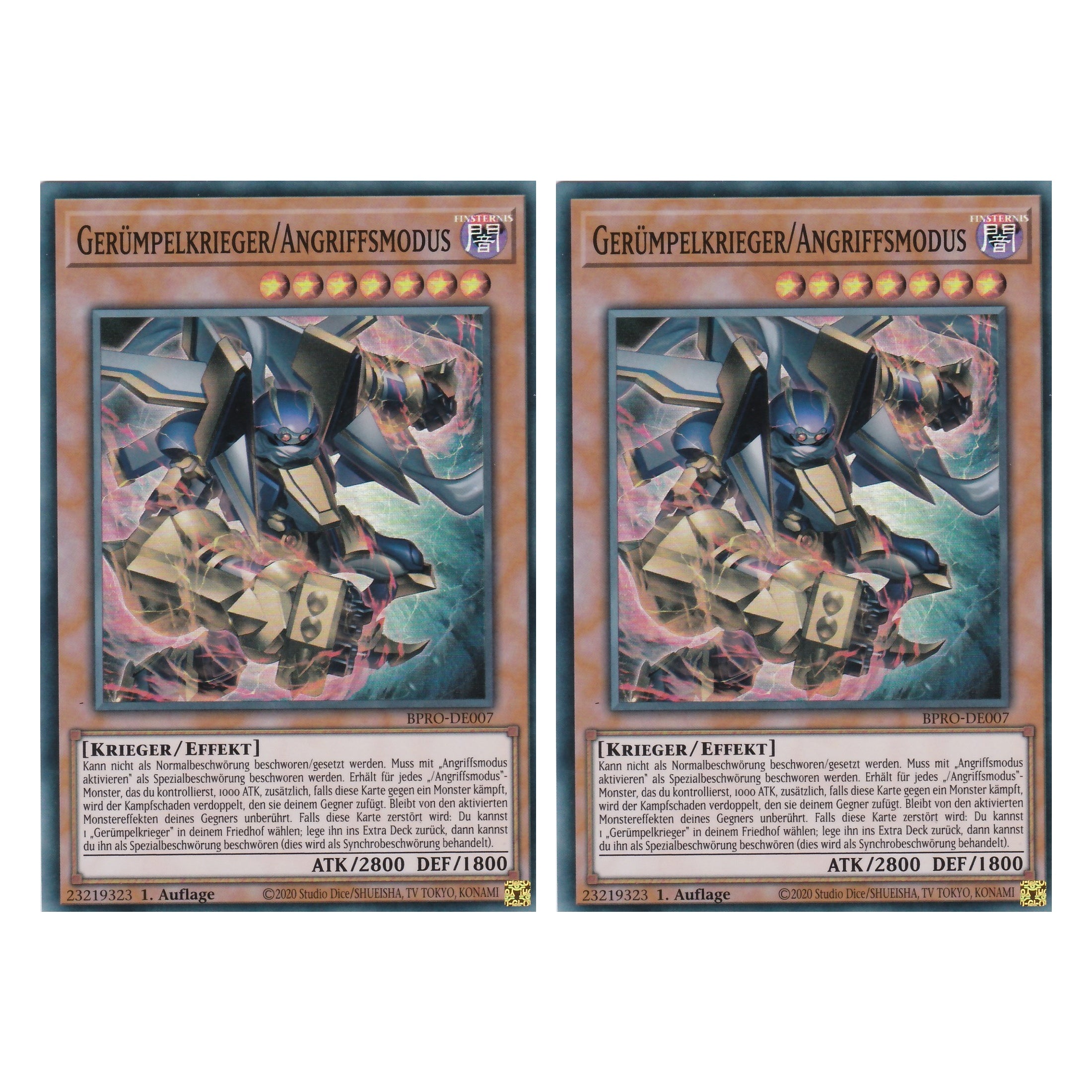 Gerümpelkrieger / Angriffsmodus - BPRO-DE007 - Super Rare - Deutsch - 1. Auflage - Burst Protocol - Duo Set (2 Stück) - Yu-Gi-Oh!