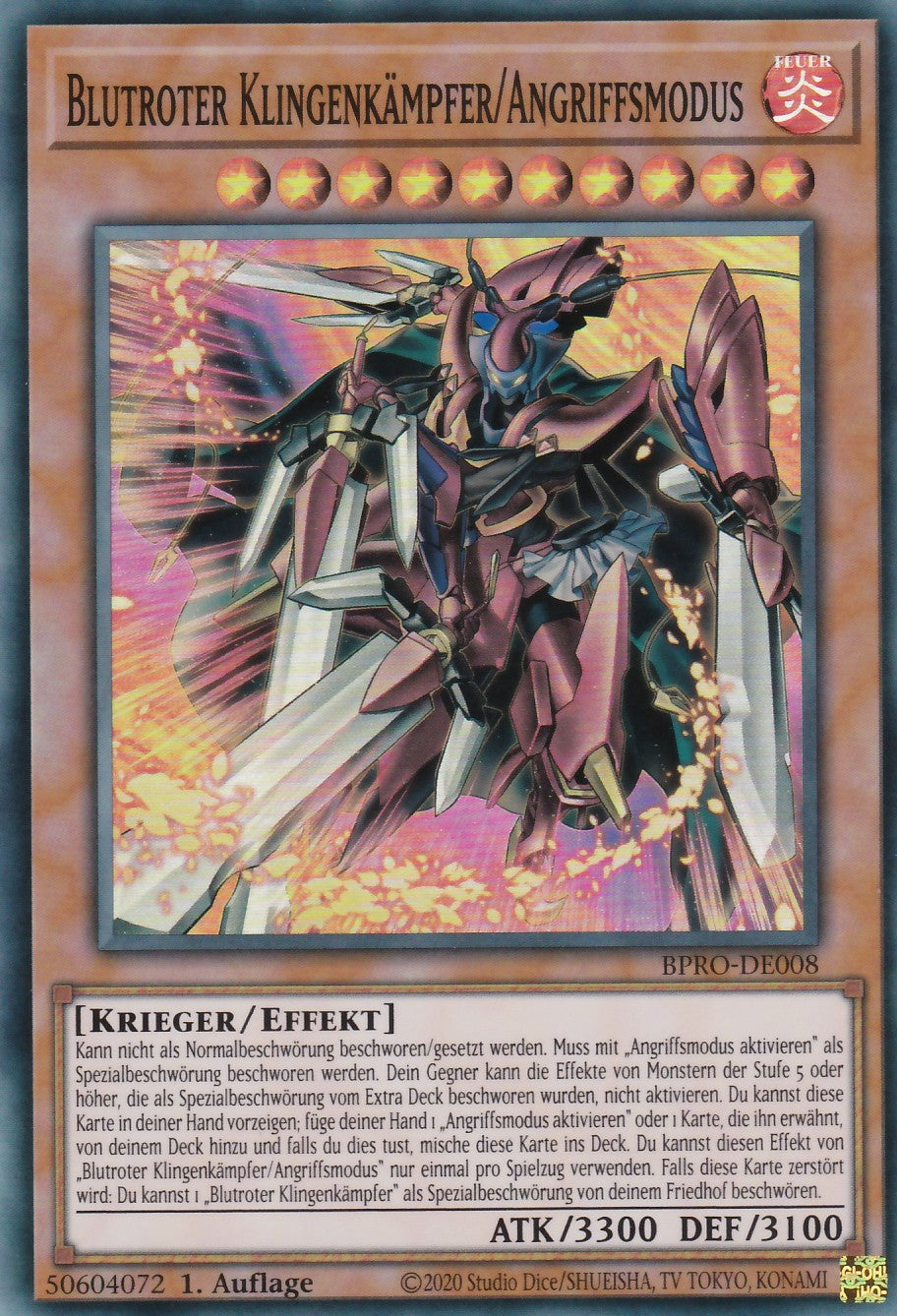 Bluitroter Klingenkämpfer / Angriffsmodus - BPRO-DE008 - Super Rare - Deutsch - 1. Auflage - Burst Protocol - Yugioh