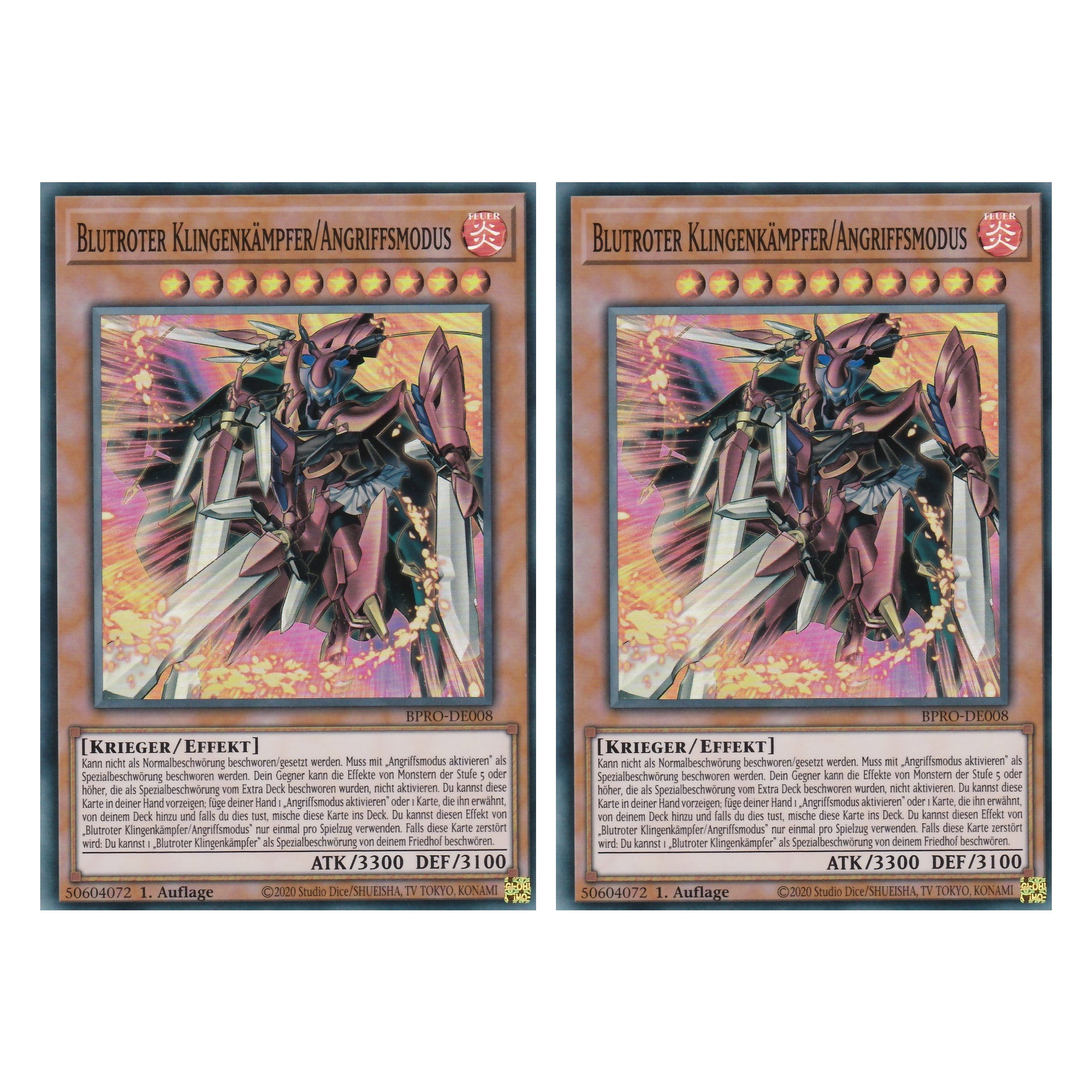 Bluitroter Klingenkämpfer / Angriffsmodus - BPRO-DE008 - Super Rare - Deutsch - 1. Auflage - Burst Protocol - Duo Set (2 Stück) - Yu-Gi-Oh!