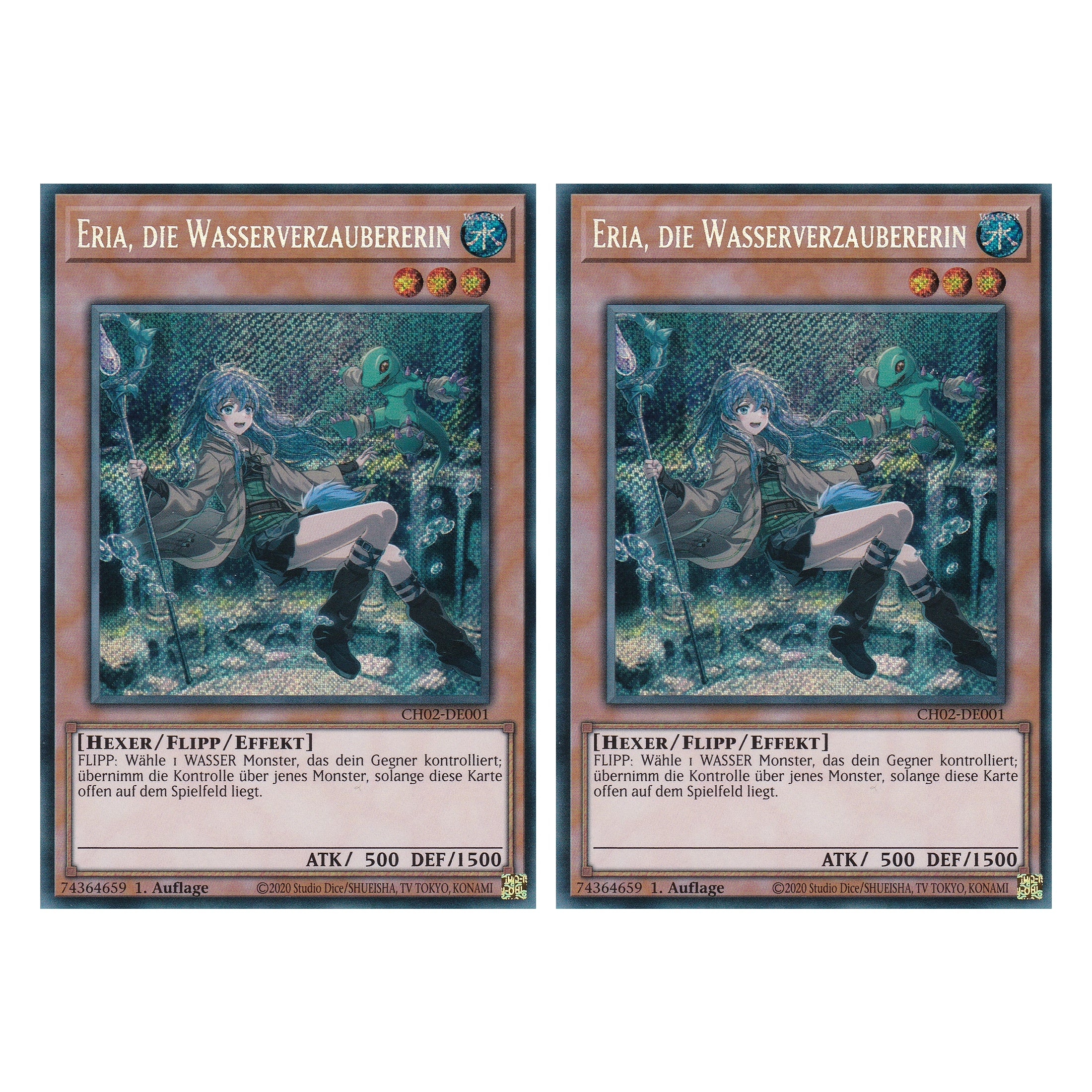 Eria, die Wasserverzaubererin - CH02-DE001 - Secret Rare - Deutsch - 1. Auflage - The Chronicles Deck: Spirit Charmers - Duo Set (2 Stück) - Yu-Gi-Oh!