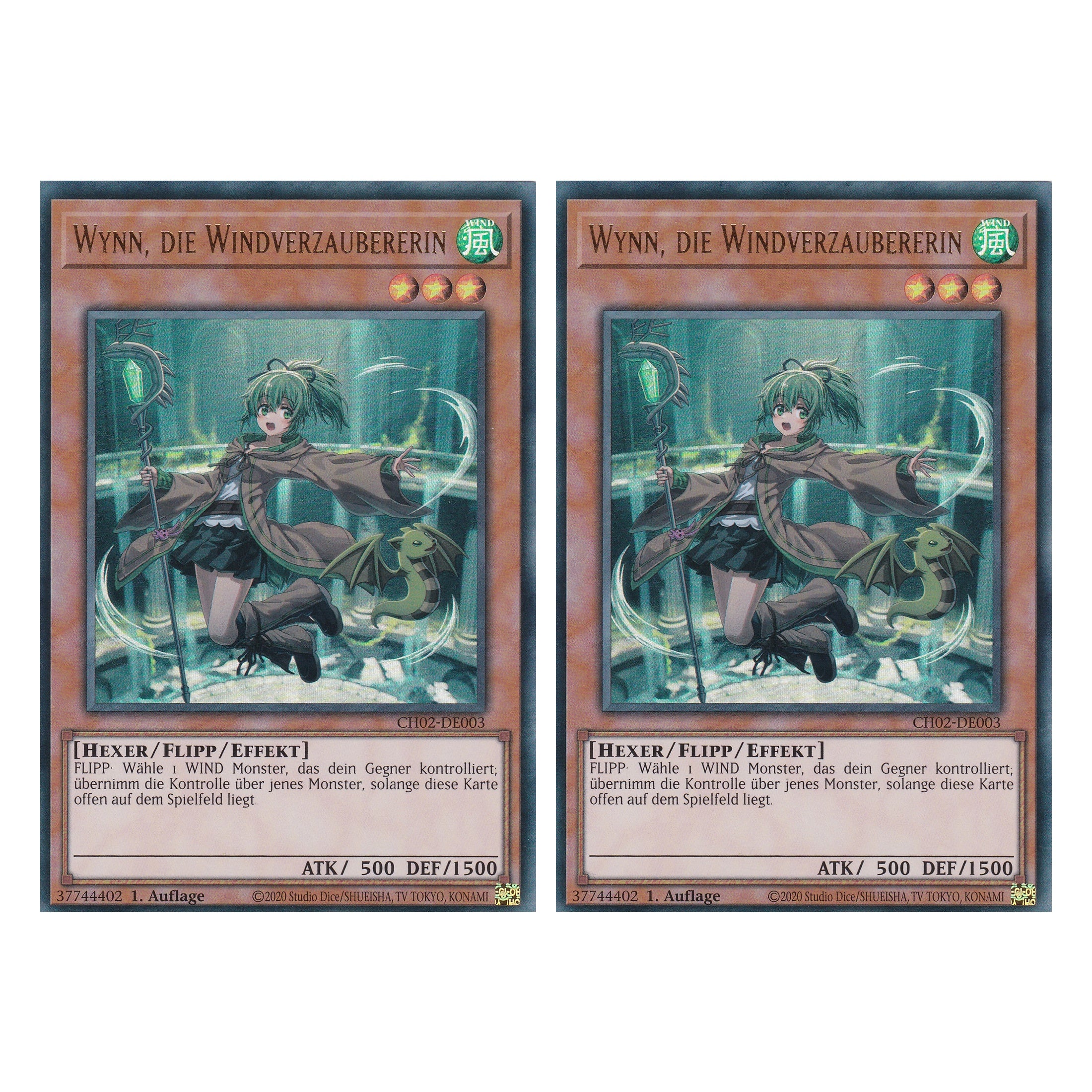 Wynn, die Windverzaubererin - CH02-DE003 - Ultra Rare - Deutsch - 1. Auflage - The Chronicles Deck: Spirit Charmers - Duo Set (2 Stück) - Yu-Gi-Oh!