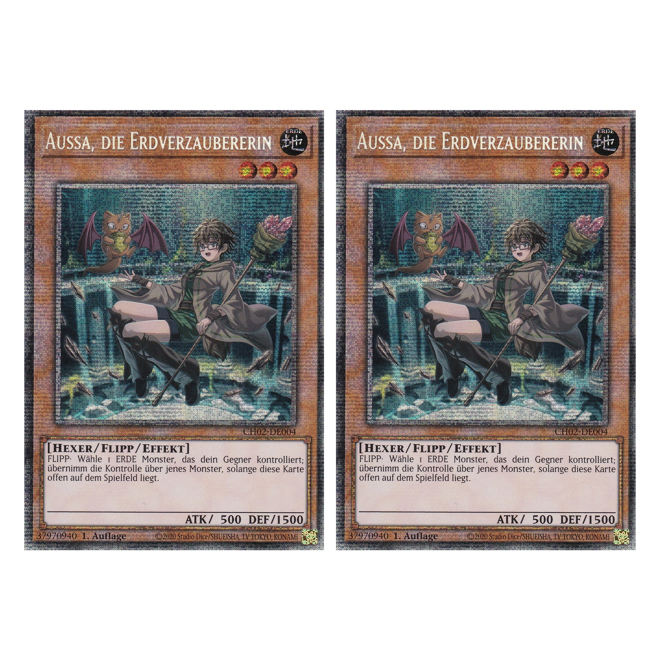Aussa, die Erdverzaubererin - CH02-DE004 - Starlight Rare - Deutsch - 1. Auflage - The Chronicles Deck: Spirit Charmers - Duo Set (2 Stück) - Yu-Gi-Oh!