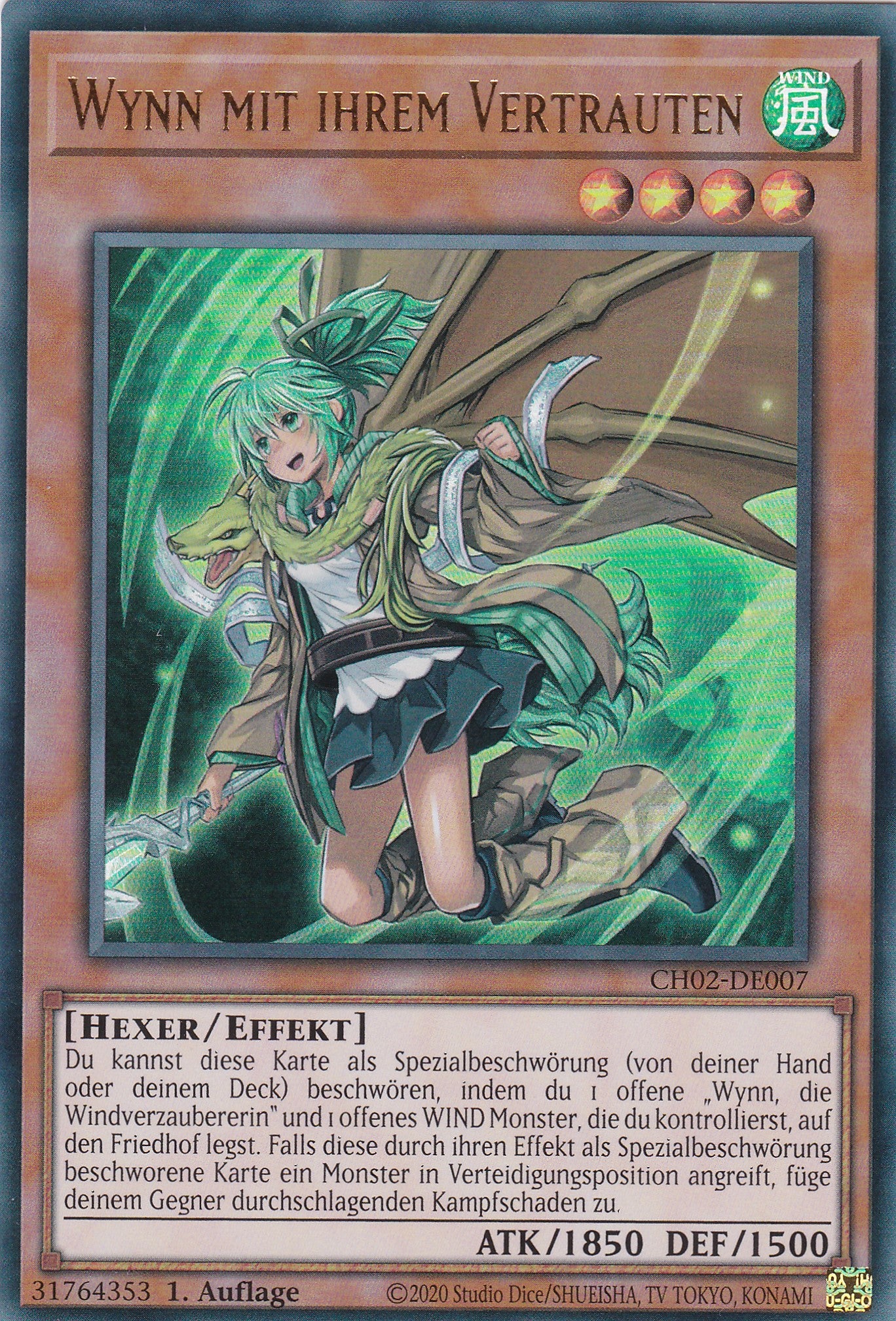 Wynn mit ihrem Vertrauten - CH02-DE007 - Ultra Rare - Deutsch - 1. Auflage - Yugioh - The Chronicles Deck: Spirit Charmers