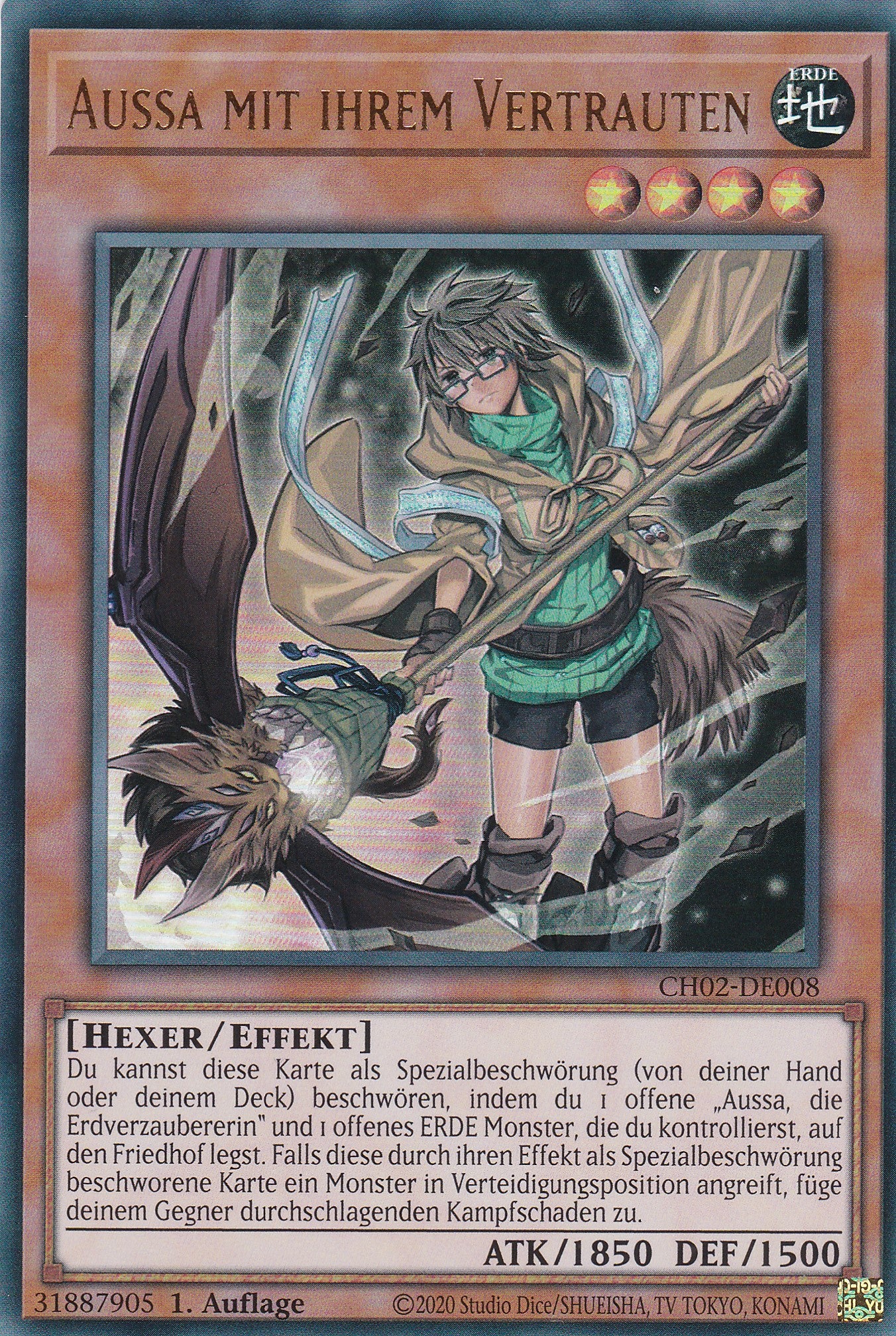 Aussa mit ihrem Vertrauten - CH02-DE008 - Ultra Rare - Deutsch - 1. Auflage - Yugioh - The Chronicles Deck: Spirit Charmers