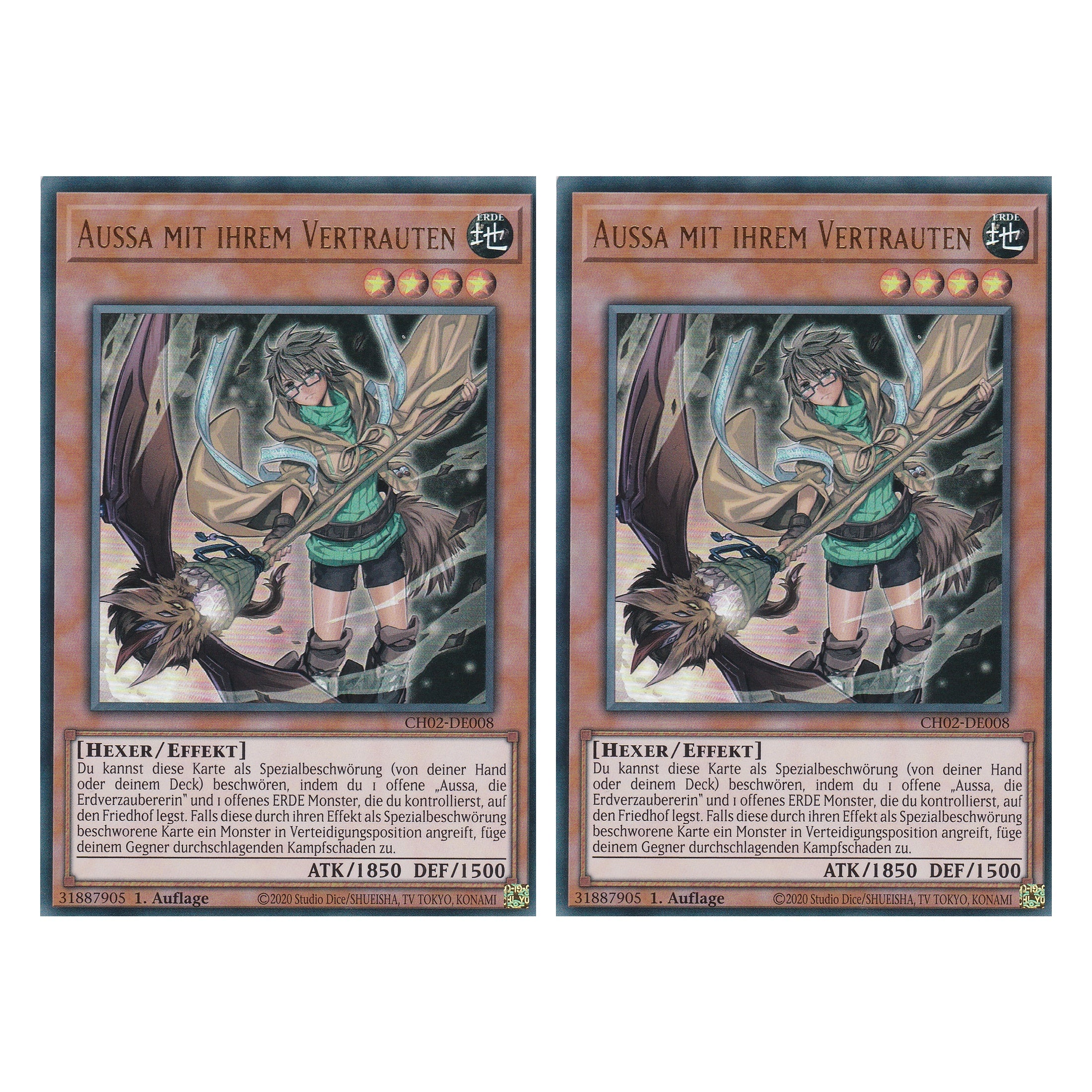 Aussa mit ihrem Vertrauten - CH02-DE008 - Ultra Rare - Deutsch - 1. Auflage - The Chronicles Deck: Spirit Charmers - Duo Set (2 Stück) - Yu-Gi-Oh!