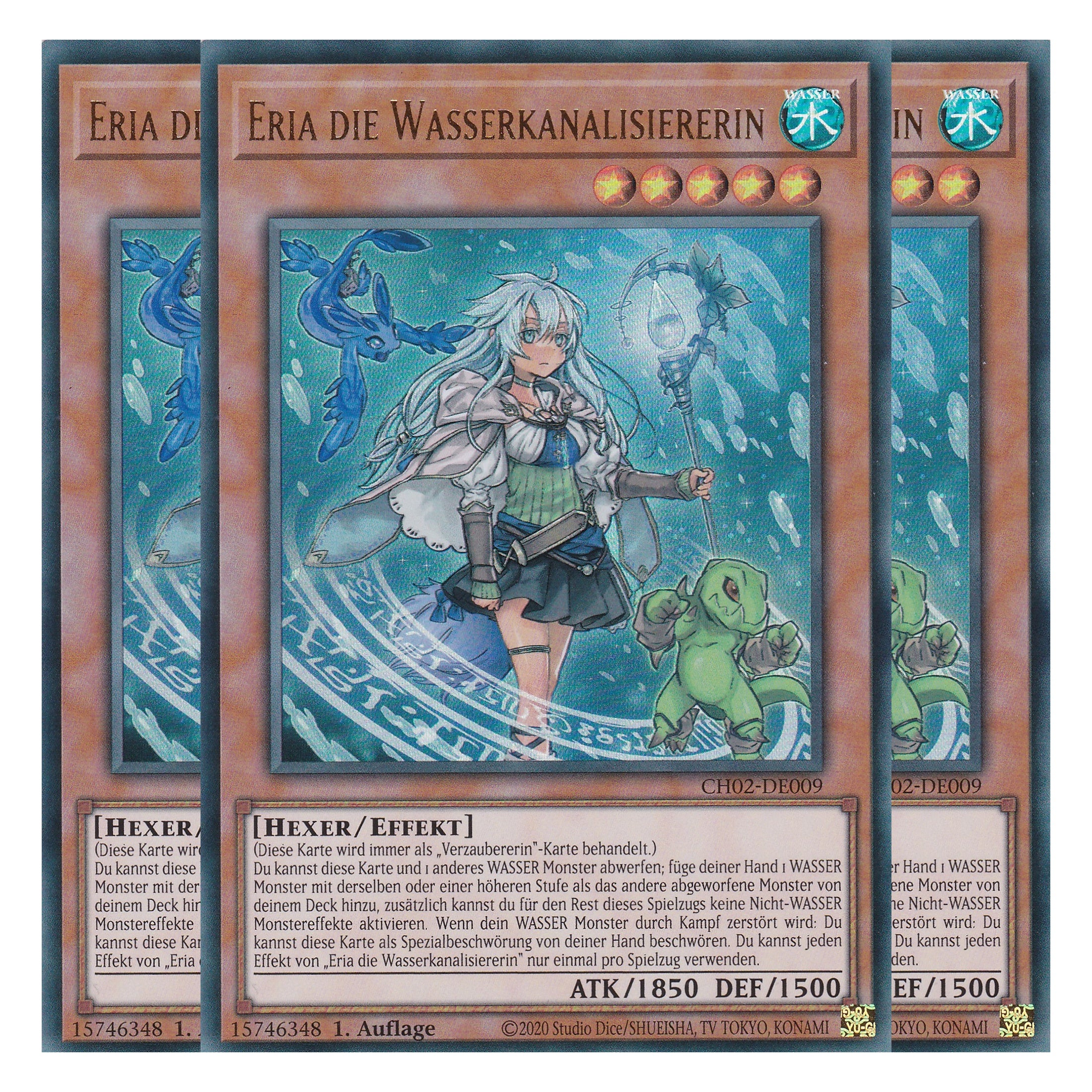 Eria die Wasserkanalisiererin - CH02-DE009 - Ultra Rare - Deutsch - 1. Auflage - The Chronicles Deck: Spirit Charmers - Playset (3 Kopien)