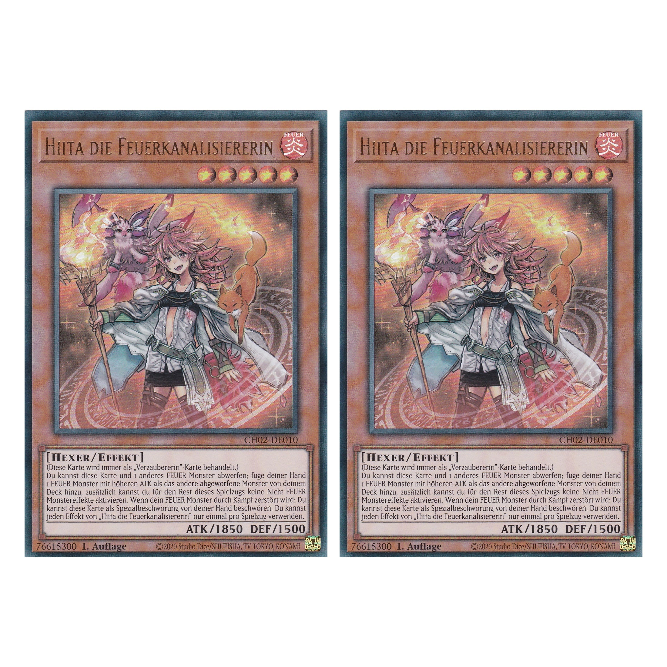 Hiita die Feuerkanalisiererin - CH02-DE010 - Ultra Rare - Deutsch - 1. Auflage - The Chronicles Deck: Spirit Charmers - Duo Set (2 Stück) - Yu-Gi-Oh!
