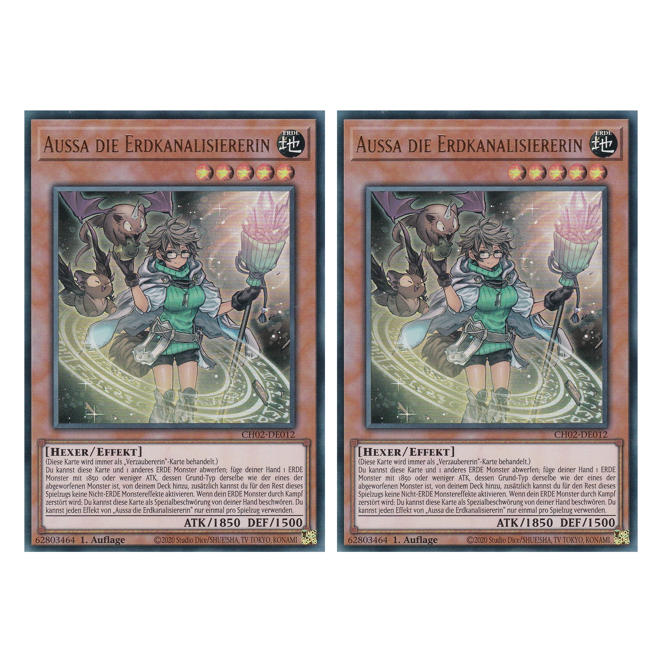 Aussa die Erdkanalisiererin - CH02-DE012 - Ultra Rare - Deutsch - 1. Auflage - The Chronicles Deck: Spirit Charmers - Duo Set (2 Stück) - Yu-Gi-Oh!
