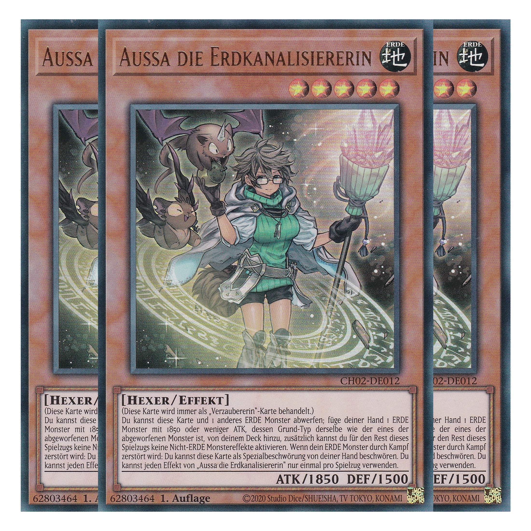 Aussa die Erdkanalisiererin - CH02-DE012 - Ultra Rare - Deutsch - 1. Auflage - The Chronicles Deck: Spirit Charmers - Playset (3 Kopien)