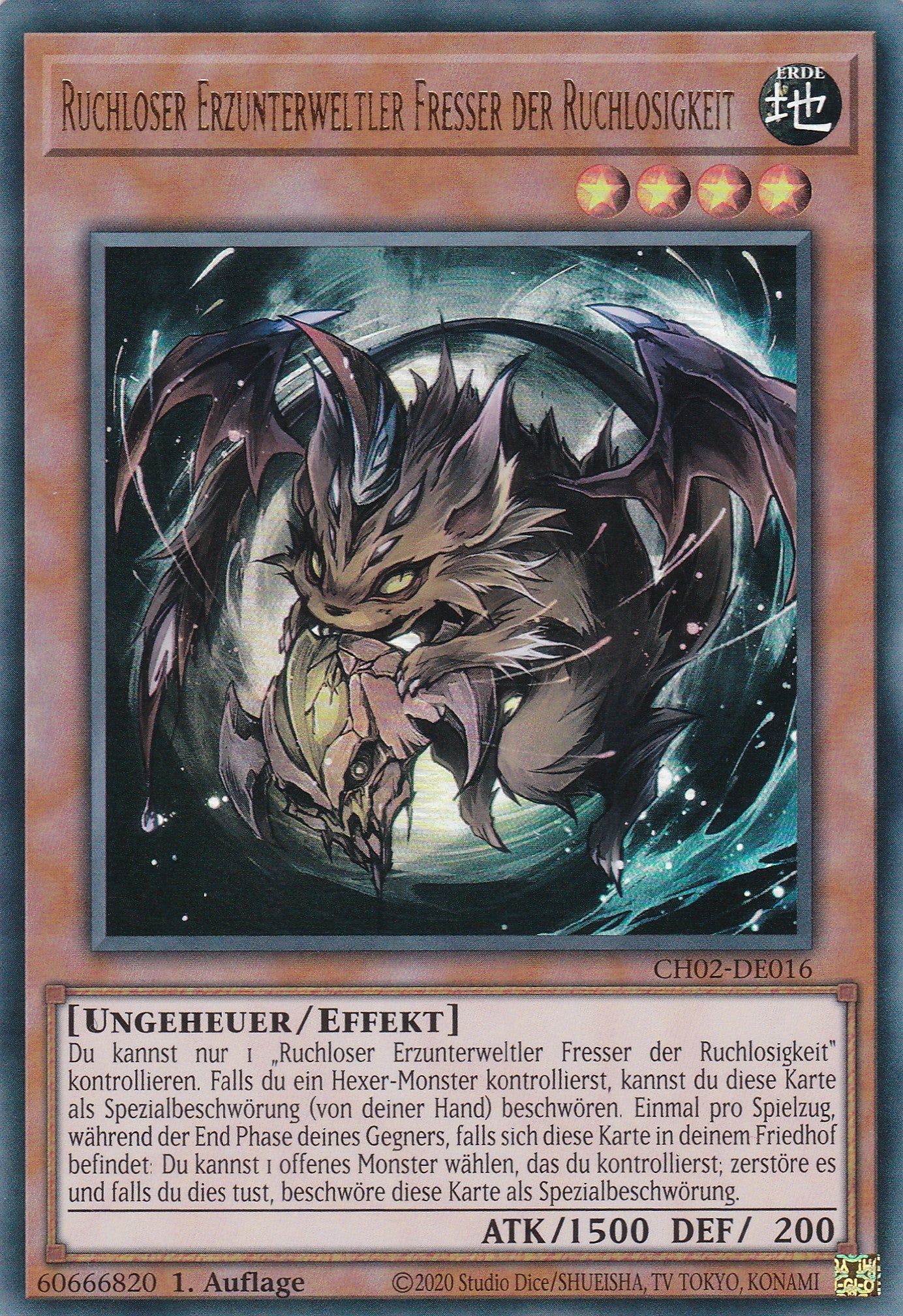 Ruchloser Erzunterweltler Fresser der Ruchlosigkeit - CH02-DE016 - Ultra Rare - Deutsch - 1. Auflage - Yugioh - The Chronicles Deck: Spirit Charmers