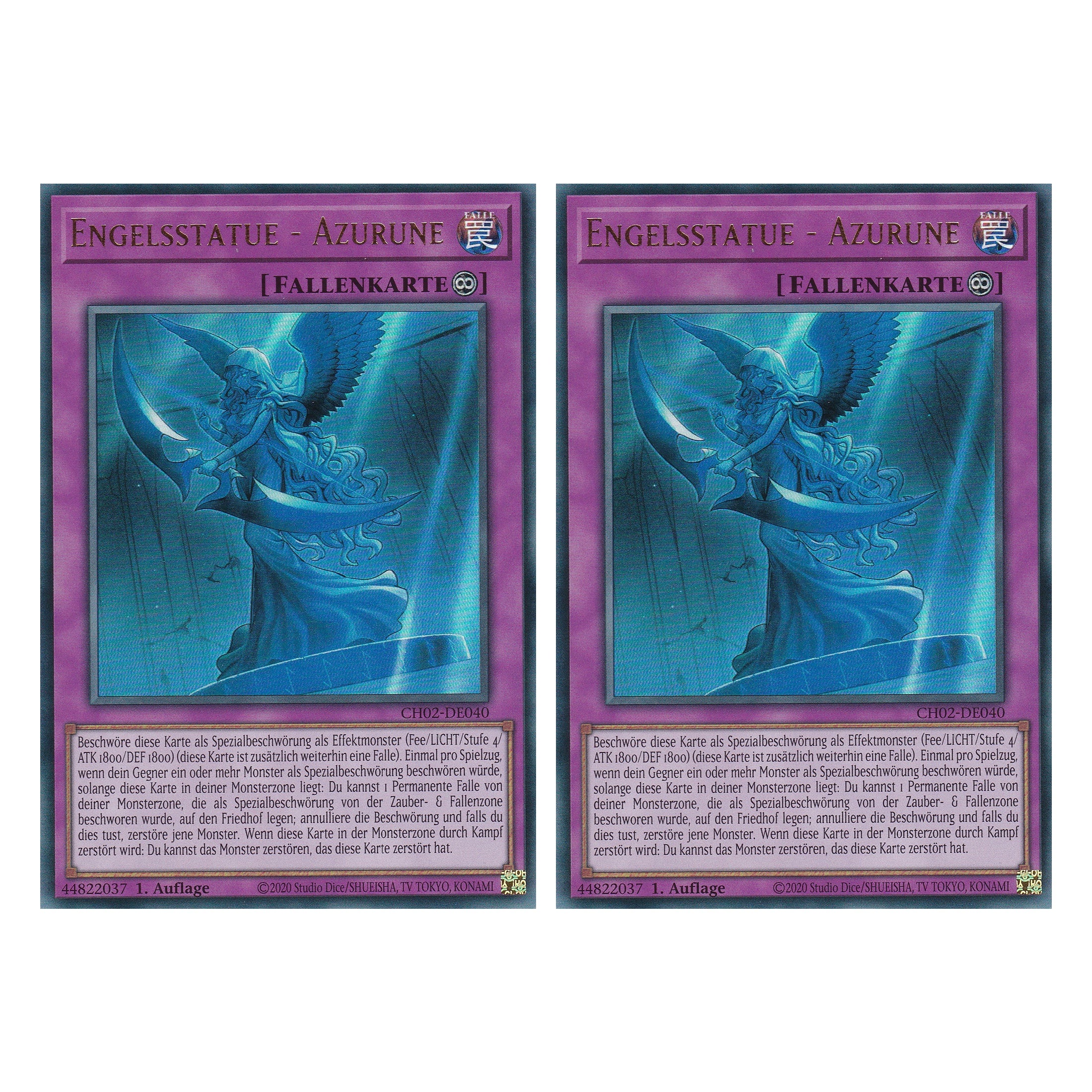 Engelsstatue - Azurune - CH02-DE040 - Ultra Rare - Deutsch - 1. Auflage - The Chronicles Deck: Spirit Charmers - Duo Set (2 Stück) - Yugioh