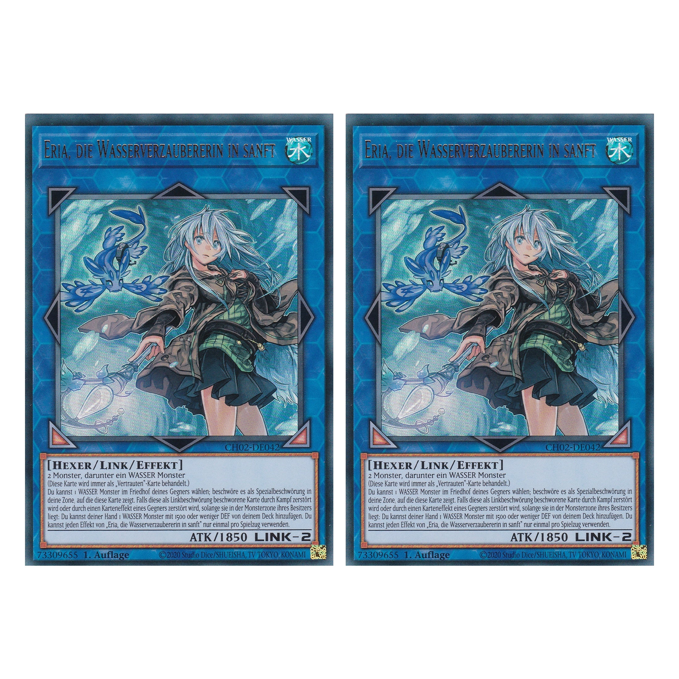 Eria, die Wasserverzaubererin in sanft - CH02-DE042 - Ultra Rare - Deutsch - 1. Auflage - The Chronicles Deck: Spirit Charmers - Duo Set (2 Stück) - Yugioh