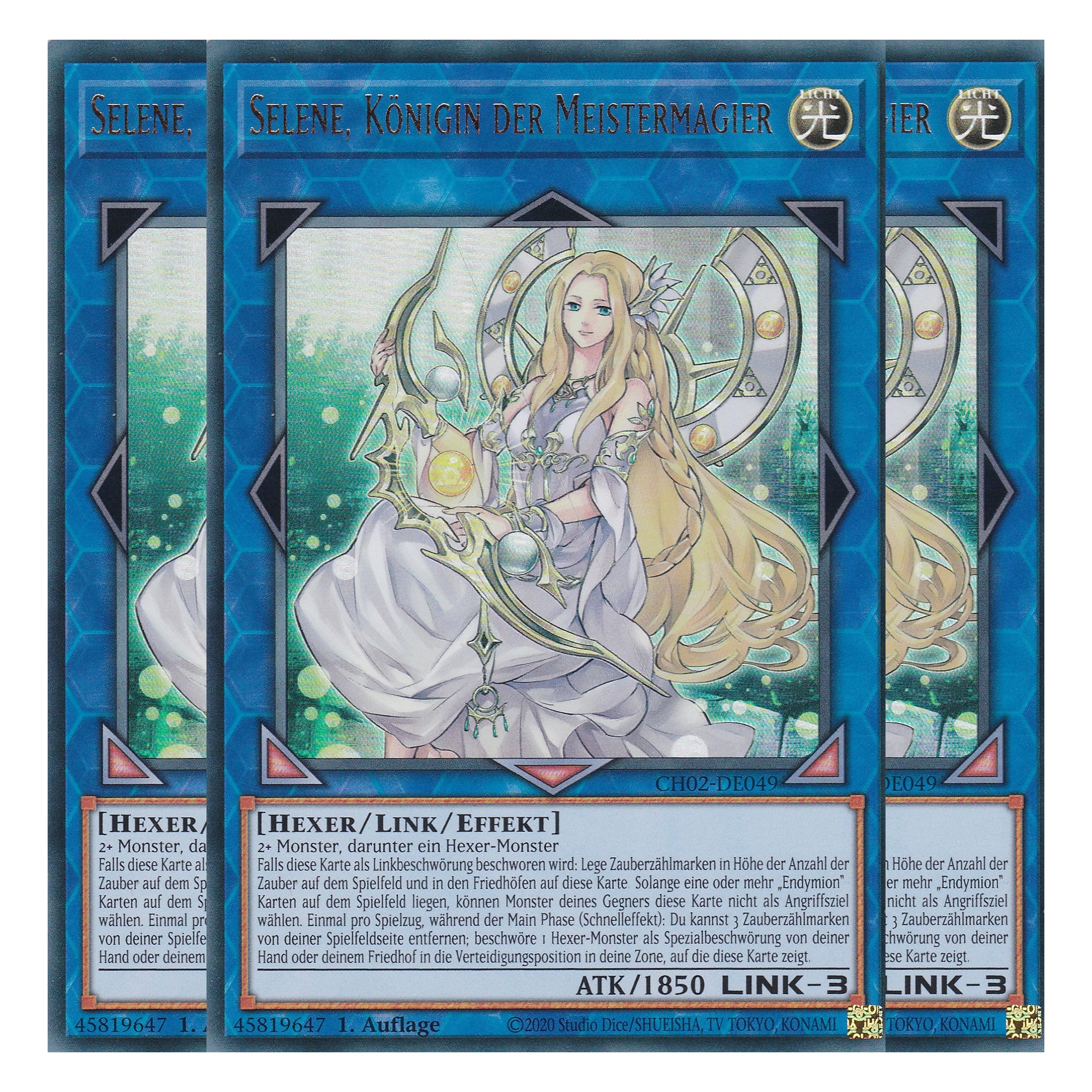 Selene, Königin der Meistermagier - CH02-DE049 - Ultra Rare - Deutsch - 1. Auflage - The Chronicles Deck: Spirit Charmers - Playset (3 Kopien) - Yu-Gi-Oh!