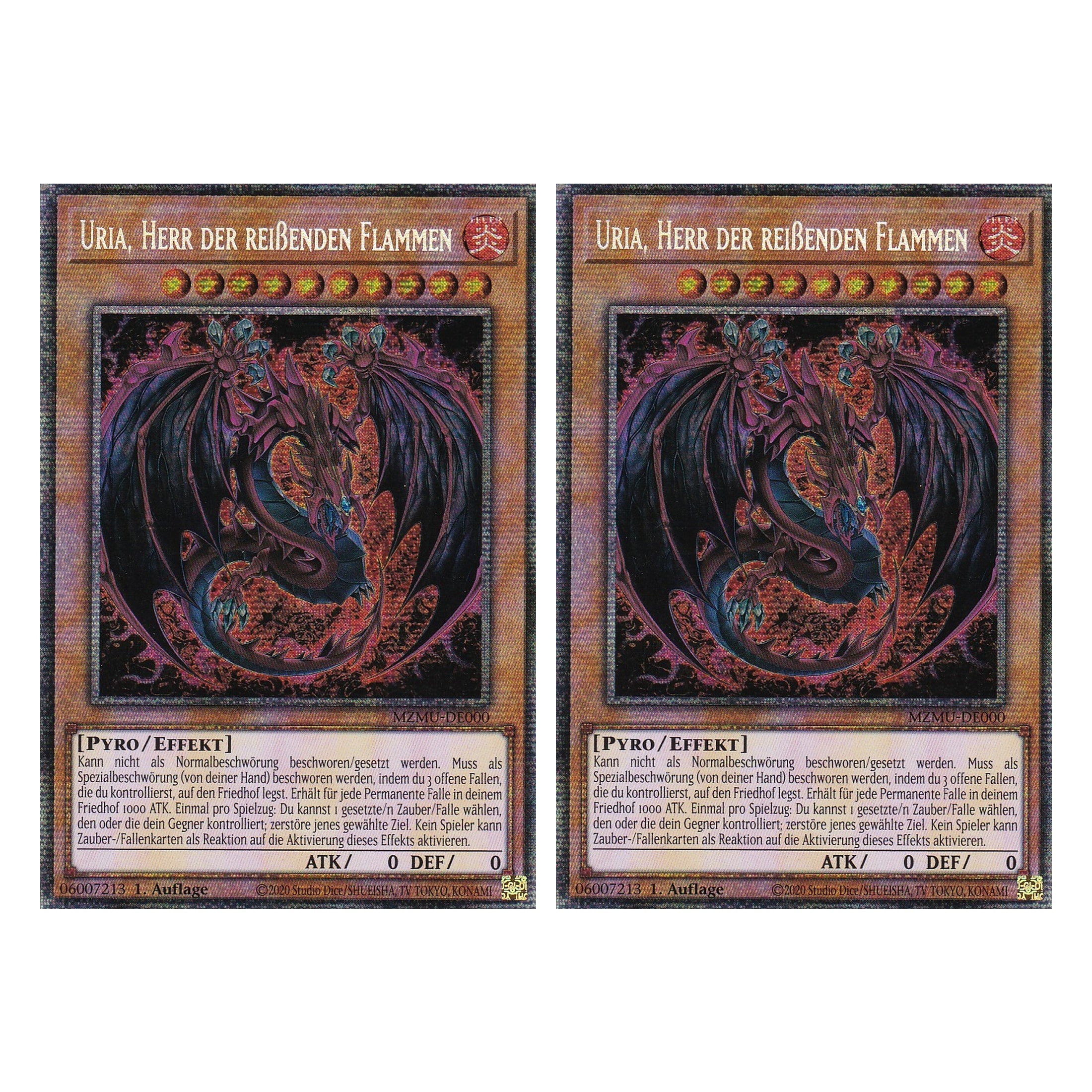Uria, Herr der Reißenden Flammen - MZMU-DE000 - Starlight Rare - Deutsch - 1. Auflage - Maze of Muertos - Duo Set (2 Stück) - Yu-Gi-Oh!