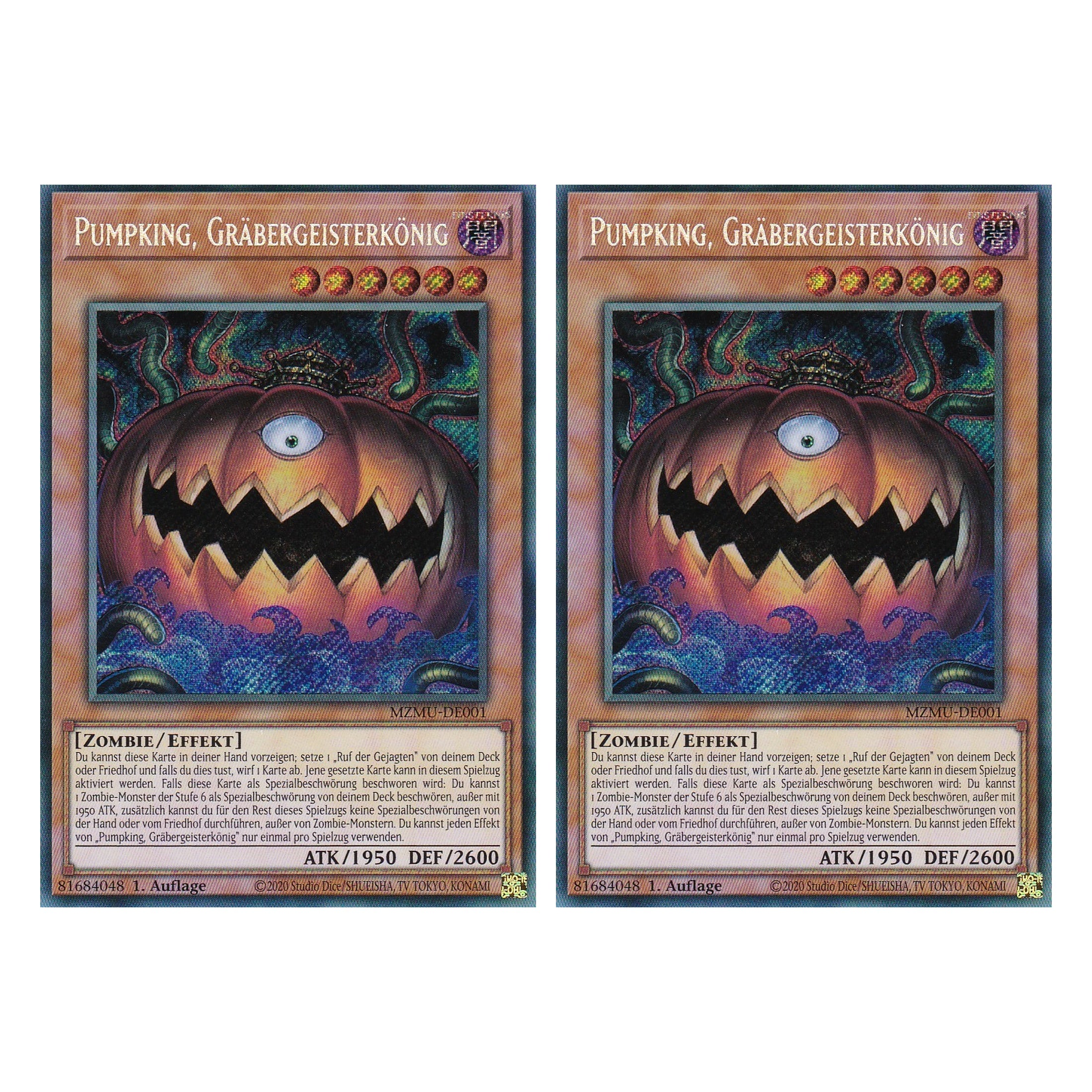 Pumpking, Gräbergeistkönig - MZMU-DE001 - Secret Rare - Deutsch - 1. Auflage - Maze of Muertos - Duo Set (2 Stück) - Yu-Gi-Oh!