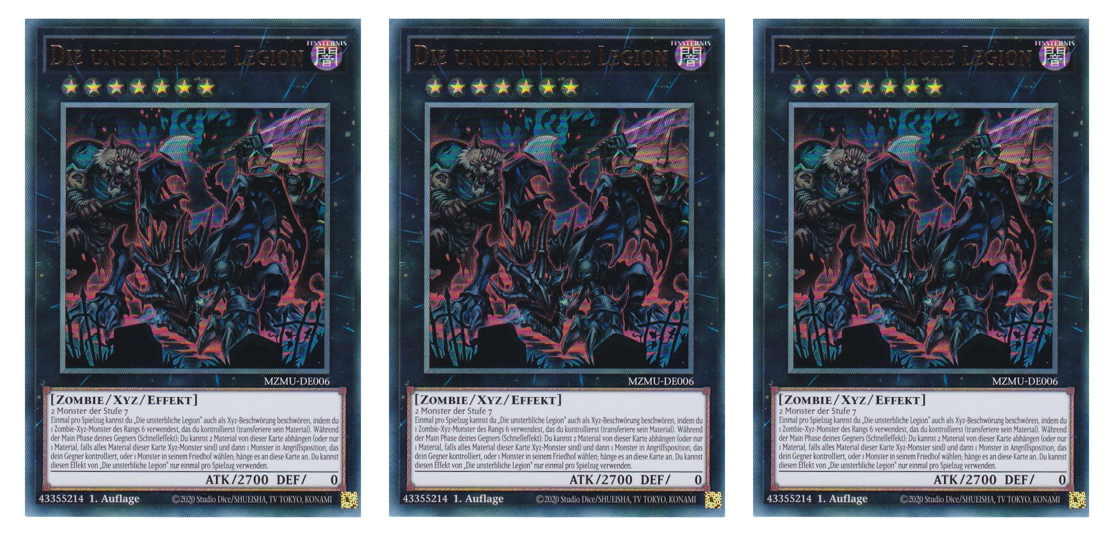 MZMU-DE006 - Die Unsterbliche Legion - Playset (3 Kopien) - Ultra Rare - Deutsch - 1. Auflage - Maze of Muertos - Yugioh - mit LMS Fieldcenter-Karte