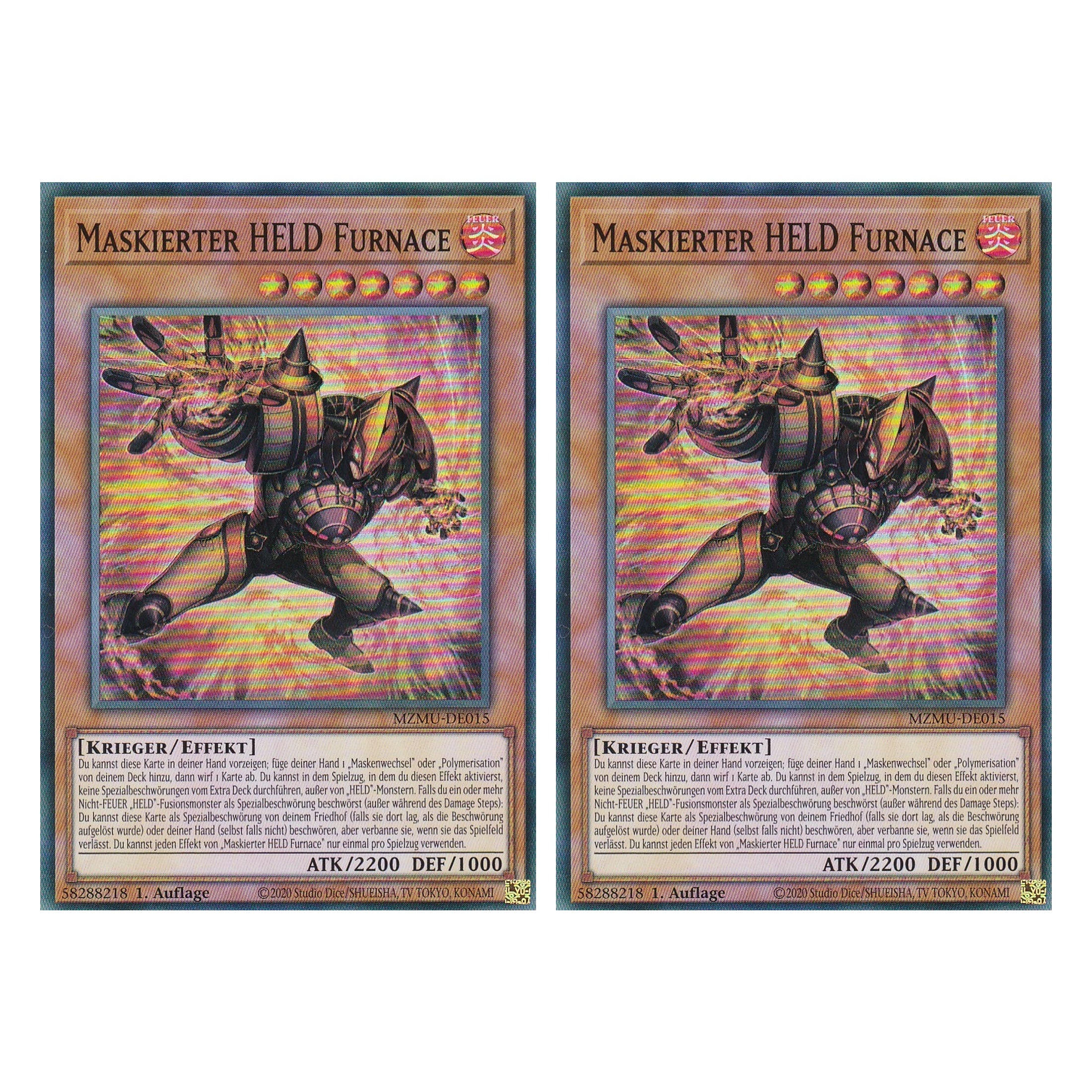 Maskierter Held Furnace - MZMU-DE015 - Super Rare - Deutsch - 1. Auflage - Maze of Muertos - Duo Set (2 Stück) - Yu-Gi-Oh!