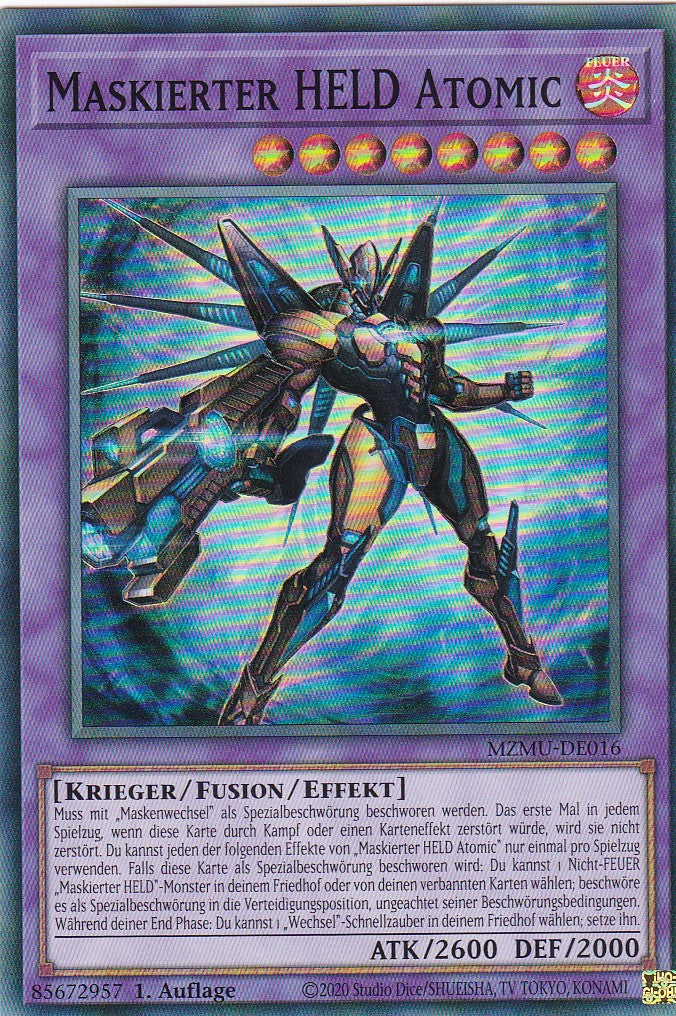 Maskierter HELD Atomic - MZMU-DE016 - Super Rare - Deutsch - 1. Auflage - Maze of Muertos - Yu-Gi-Oh!
