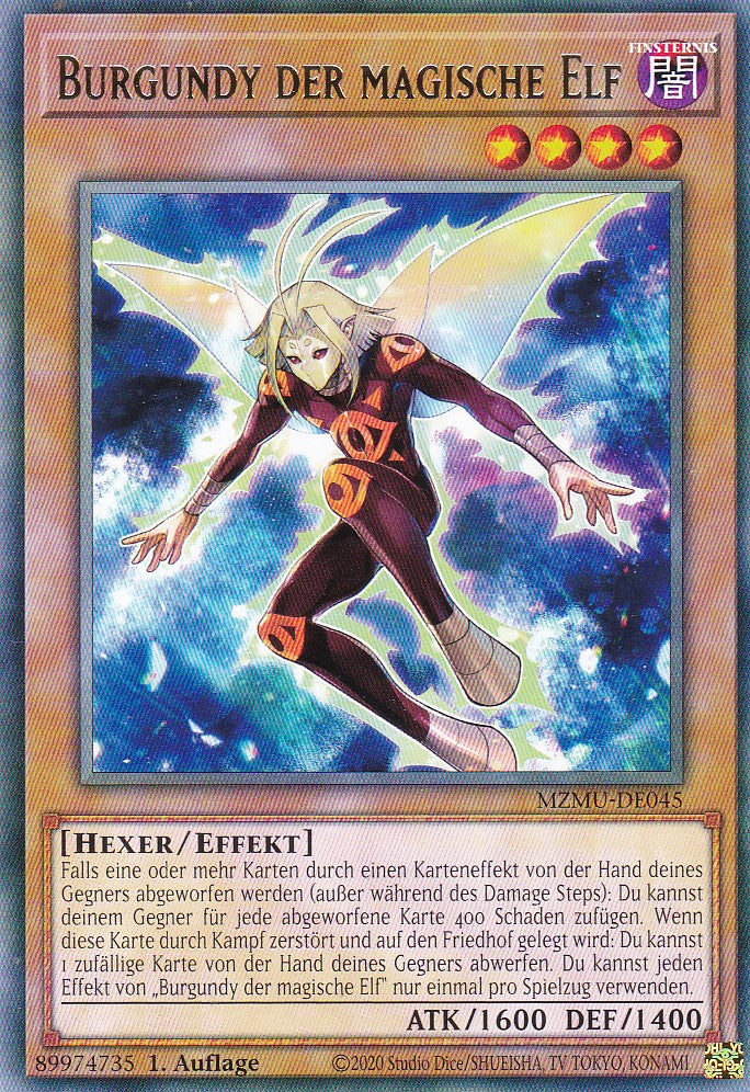 Burgundy der Magische Elf - MZMU-DE045 - Rare - Deutsch - 1. Auflage - Maze of Muertos - Yu-Gi-Oh!