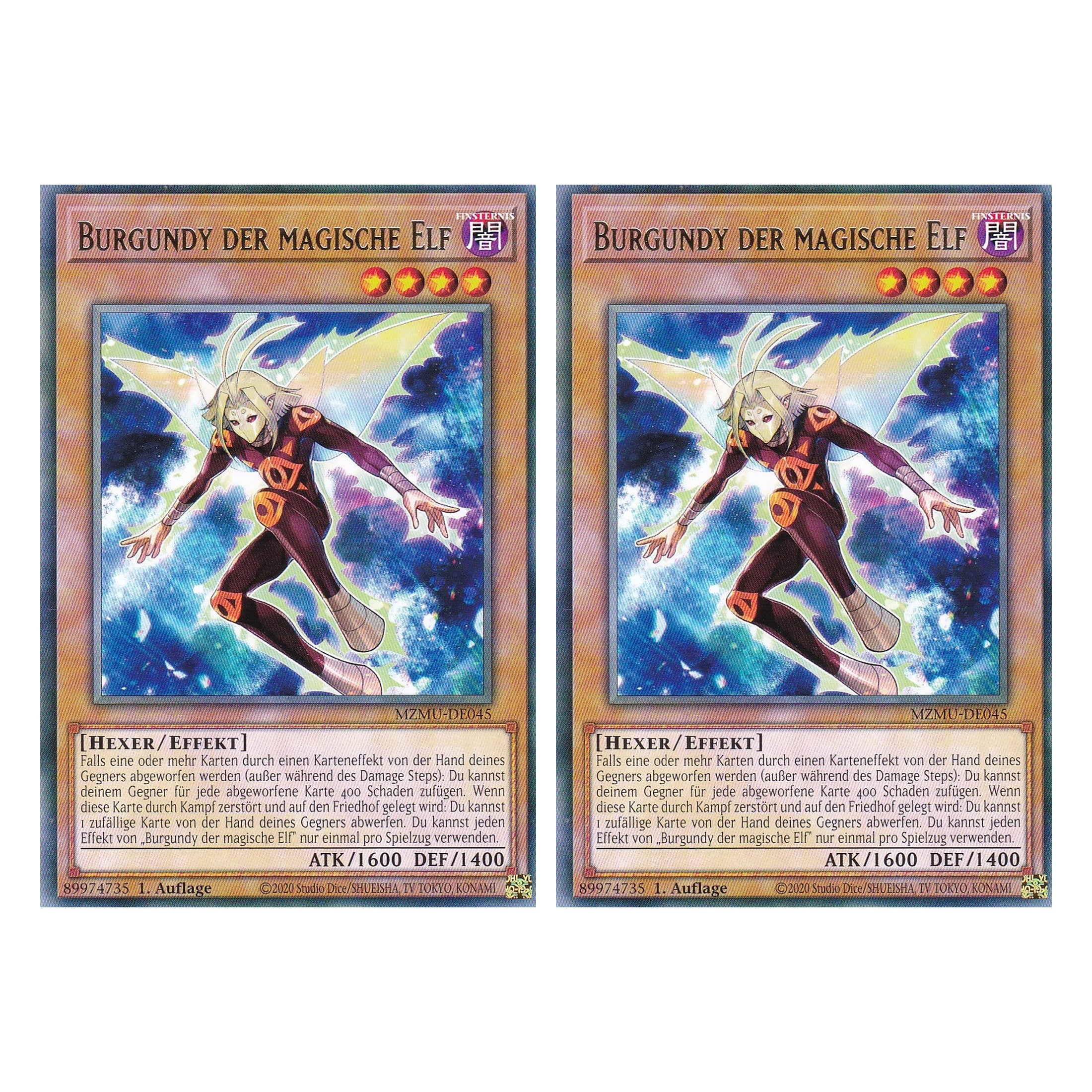 Burgundy der Magische Elf - MZMU-DE045 - Rare - Deutsch - 1. Auflage - Maze of Muertos - Duo Set (2 Stück) - Yu-Gi-Oh!