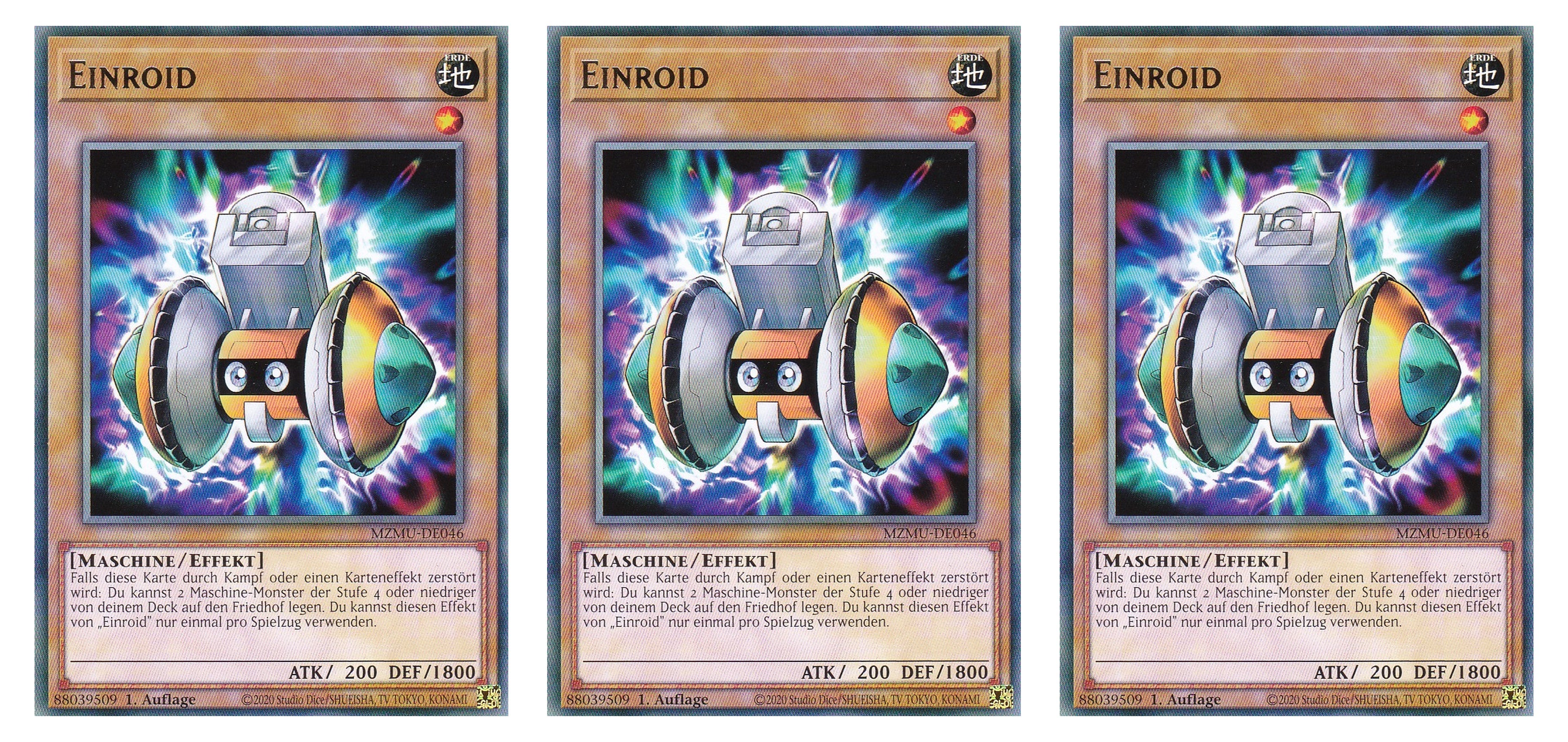 MZMU-DE046 - Einroid - Playset (3 Kopien) - Rare - Deutsch - 1. Auflage - Maze of Muertos - Yugioh - mit LMS Fieldcenter-Karte