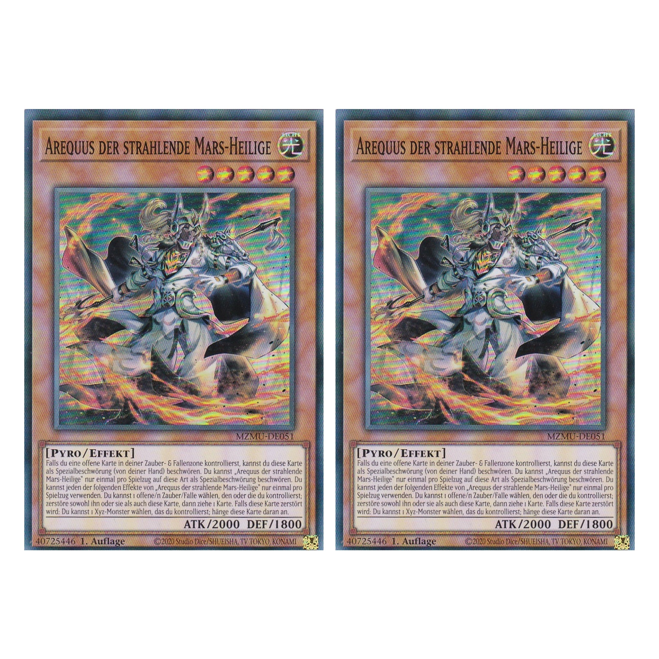 Arequus der Strahlende Mars-Heilige - MZMU-DE051 - Super Rare - Deutsch - 1. Auflage - Maze of Muertos - Duo Set (2 Stück) - Yu-Gi-Oh!