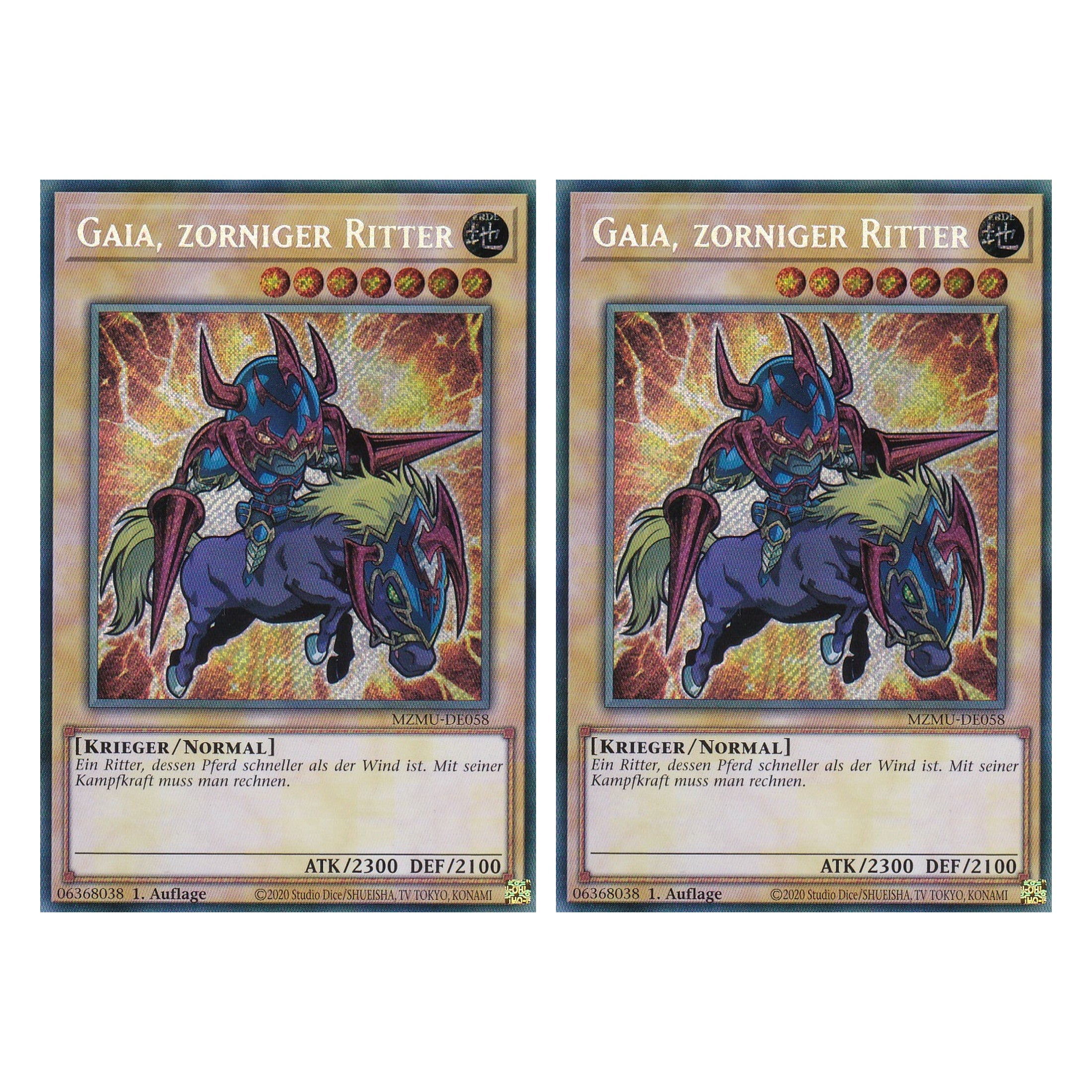 Gaia, Zorninger Ritter - MZMU-DE058 - Secret Rare - Deutsch - 1. Auflage - Maze of Muertos - Duo Set (2 Stück) - Yu-Gi-Oh!