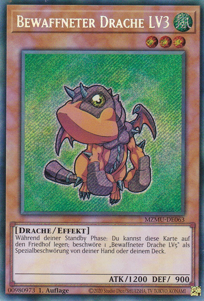 Bewaffneter Drache LV3 - MZMU-DE063 - Secret Rare - Deutsch - 1. Auflage - Maze of Muertos - Yu-Gi-Oh!