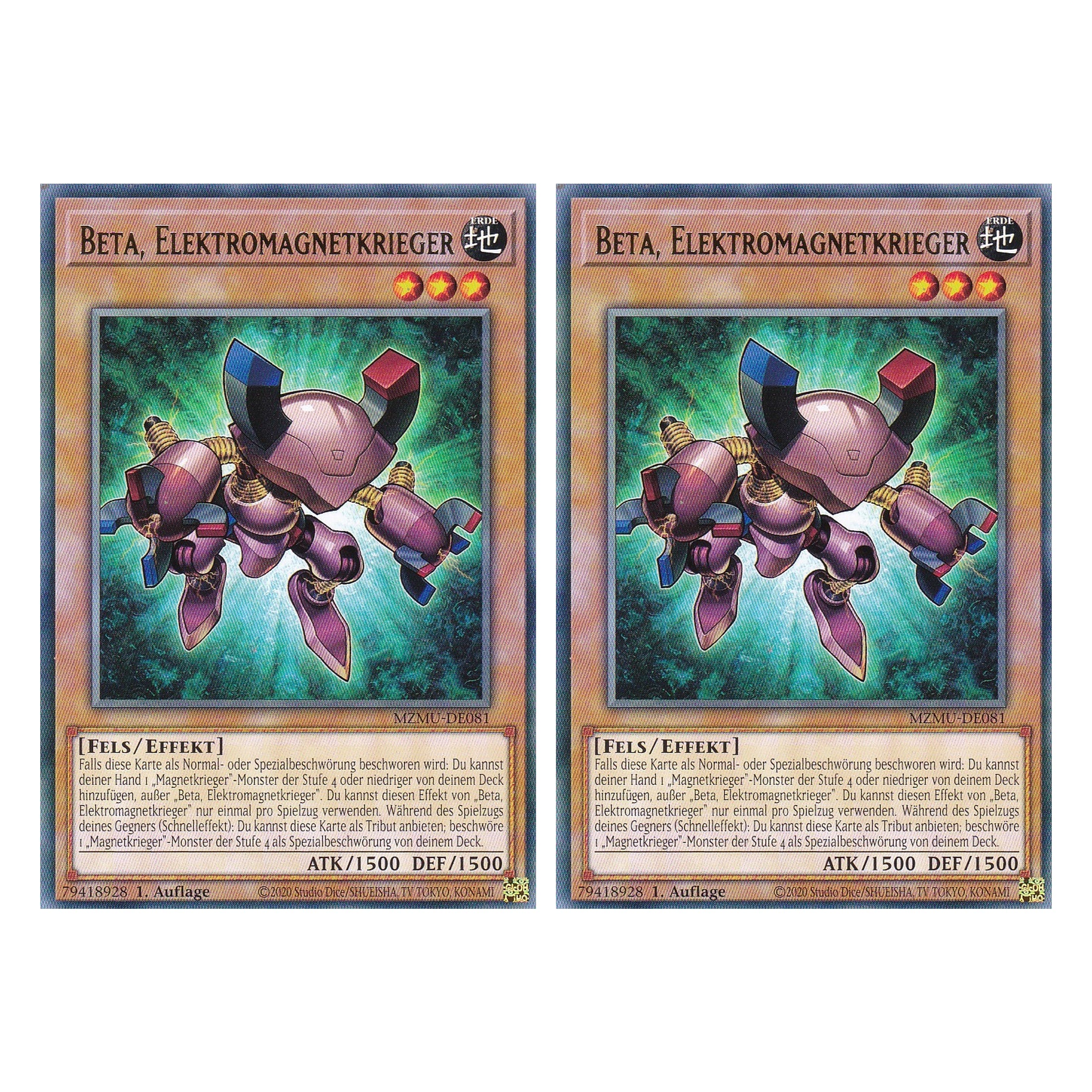 Beta, Elektromagnetkrieger - MZMU-DE081 - Rare - Deutsch - 1. Auflage - Maze of Muertos - Duo Set (2 Stück) - Yu-Gi-Oh!
