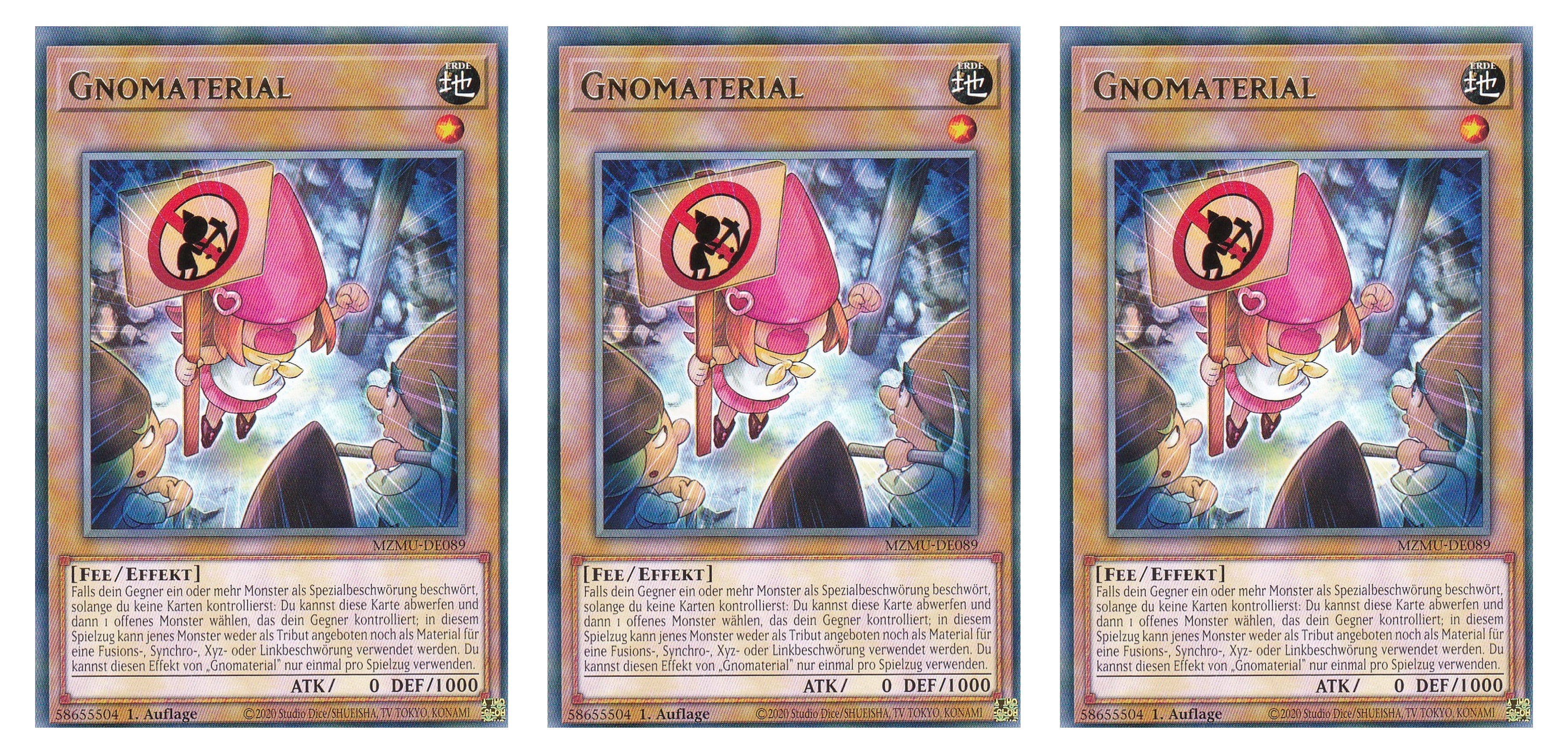 MZMU-DE089 - Gnomaterial - Playset (3 Kopien) - Rare - Deutsch - 1. Auflage - Maze of Muertos - Yugioh - mit LMS Fieldcenter-Karte