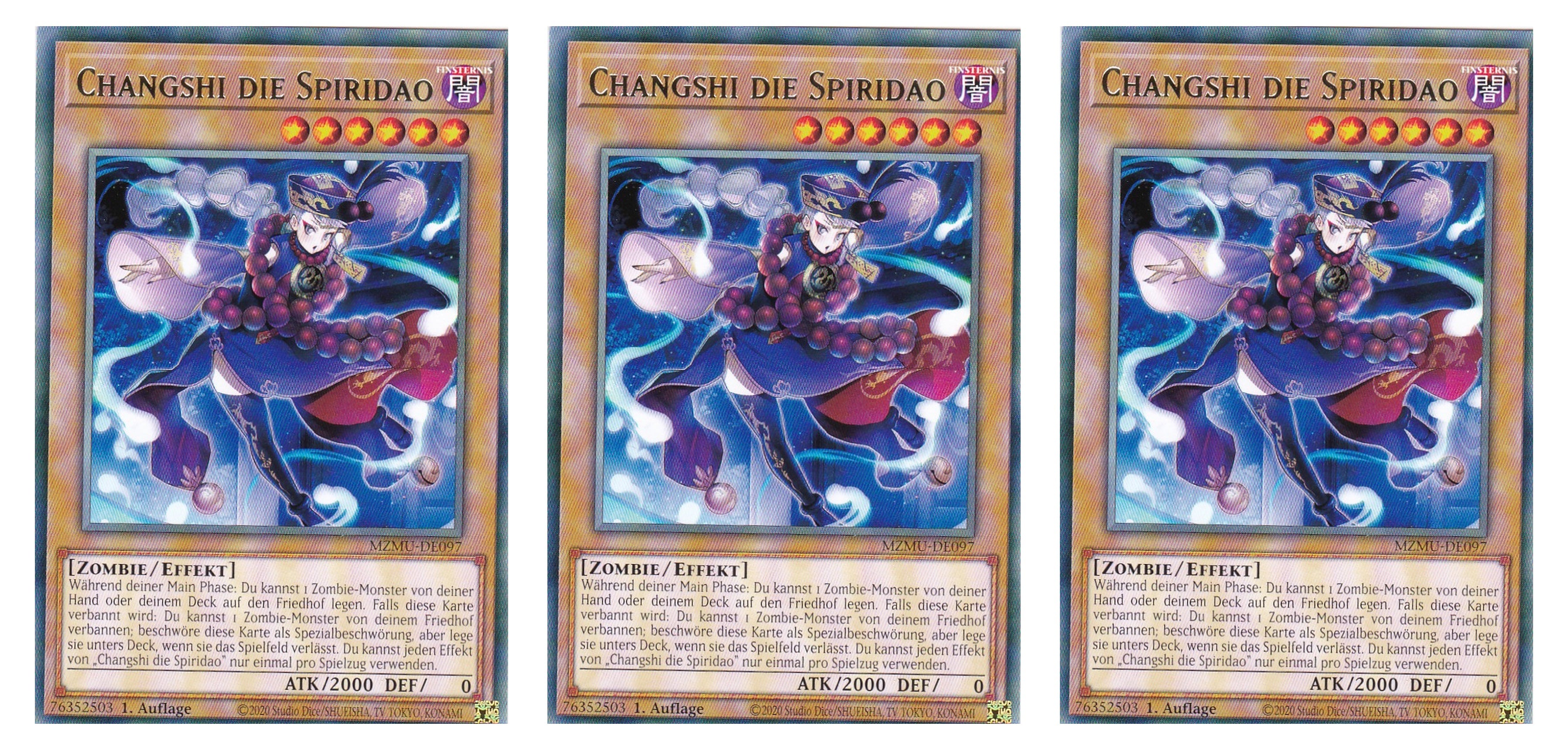 MZMU-DE097 - Changshi die Spiridao - Playset (3 Kopien) - Rare - Deutsch - 1. Auflage - Maze of Muertos - Yugioh - mit LMS Fieldcenter-Karte