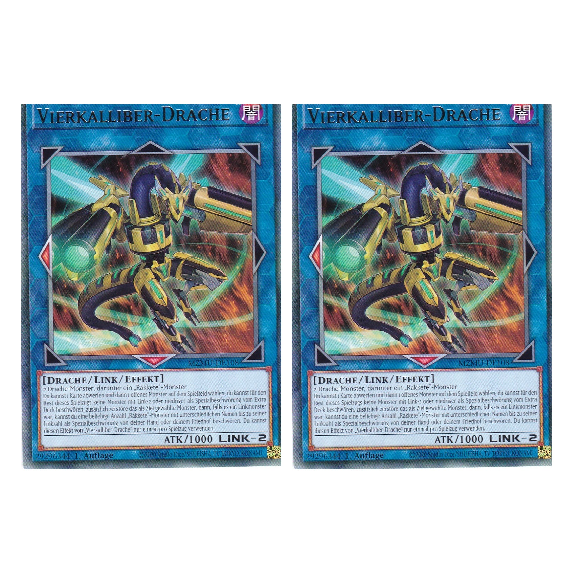 Vierkalliber-Drache - MZMU-DE108 - Rare - Deutsch - 1. Auflage - Maze of Muertos - Duo Set (2 Stück) - Yu-Gi-Oh!