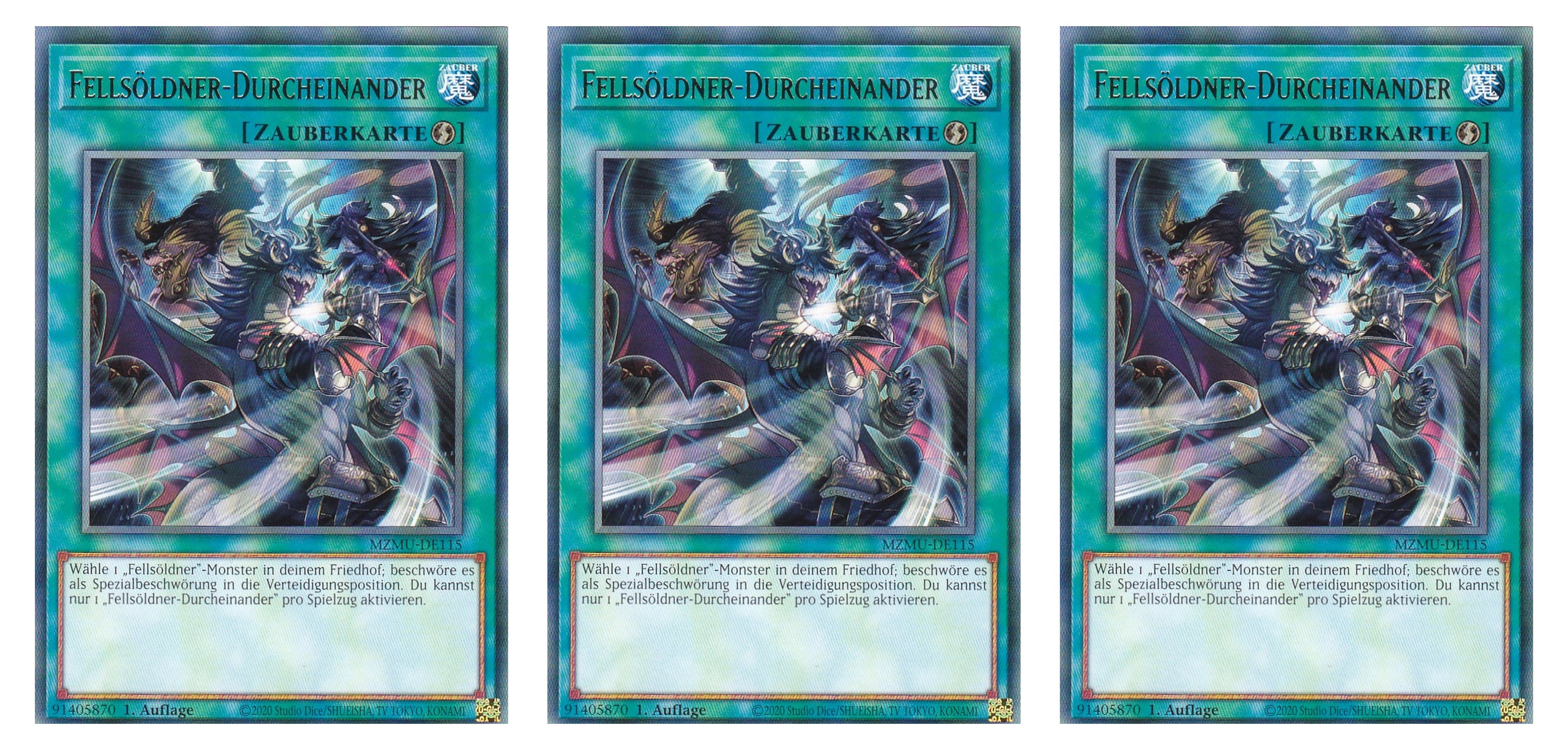 MZMU-DE115 - Fellsöldner-Durcheinander - Playset (3 Kopien) - Rare - Deutsch - 1. Auflage - Maze of Muertos - Yugioh - mit LMS Fieldcenter-Karte