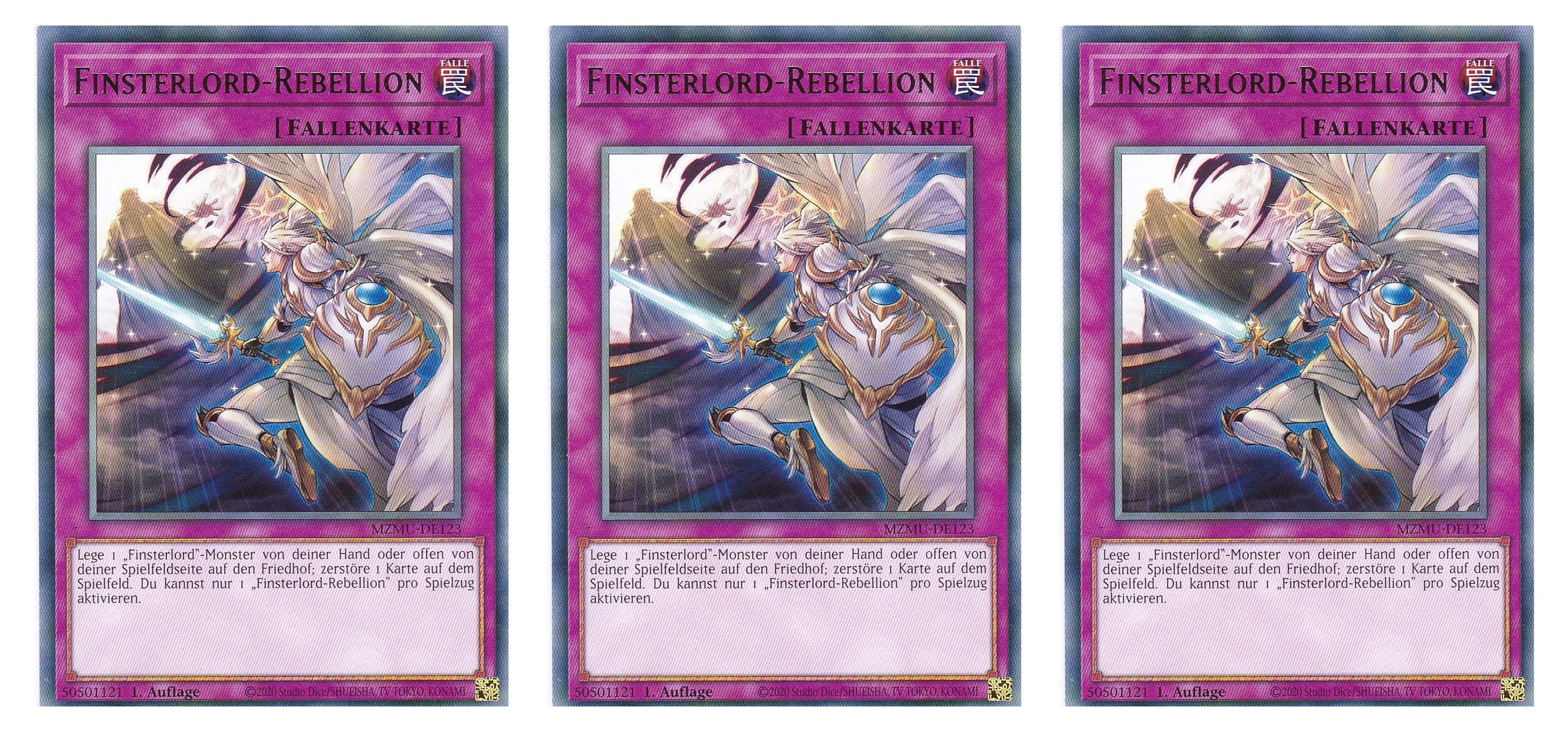 MZMU-DE123 - Finsterlord-Rebellion - Playset (3 Kopien) - Rare - Deutsch - 1. Auflage - Maze of Muertos - Yugioh - mit LMS Fieldcenter-Karte