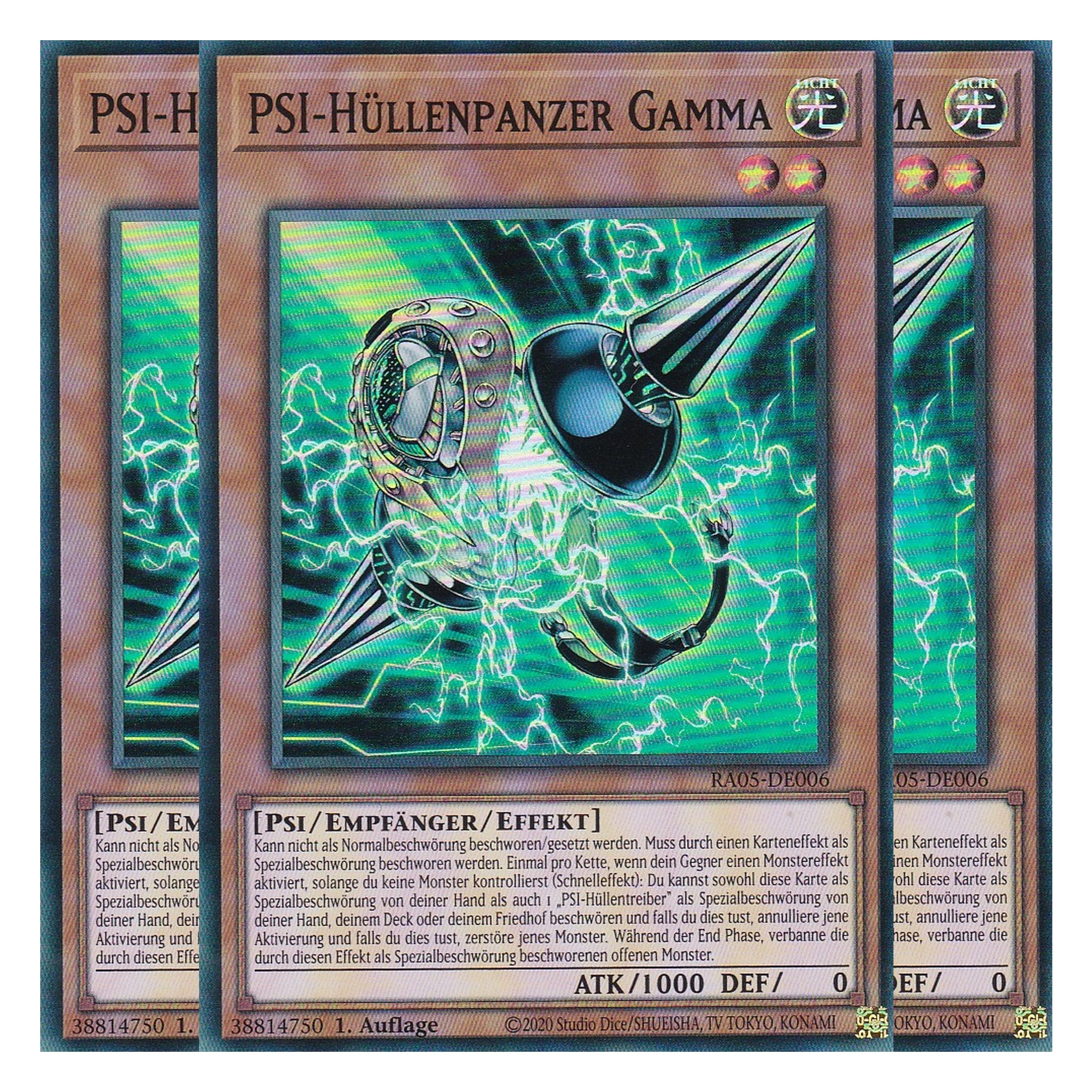 PSI-Hüllenpanzer Gamma - RA05-DE006 - Super Rare - Deutsch - Rarity Collection 5 - Yugioh - Playset (3 Kopien)