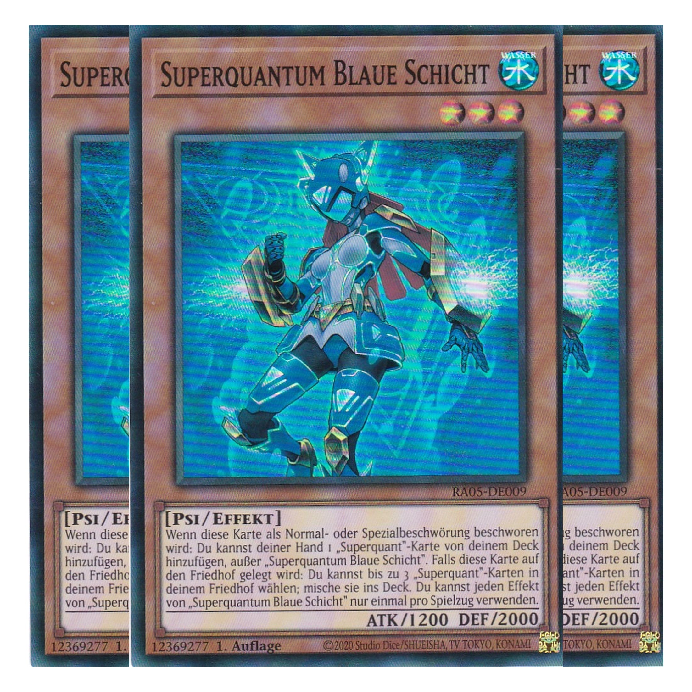 Superquantum Blaue Schicht - RA05-DE009 - Super Rare - Deutsch - Rarity Collection 5 - Yugioh - Playset (3 Kopien)