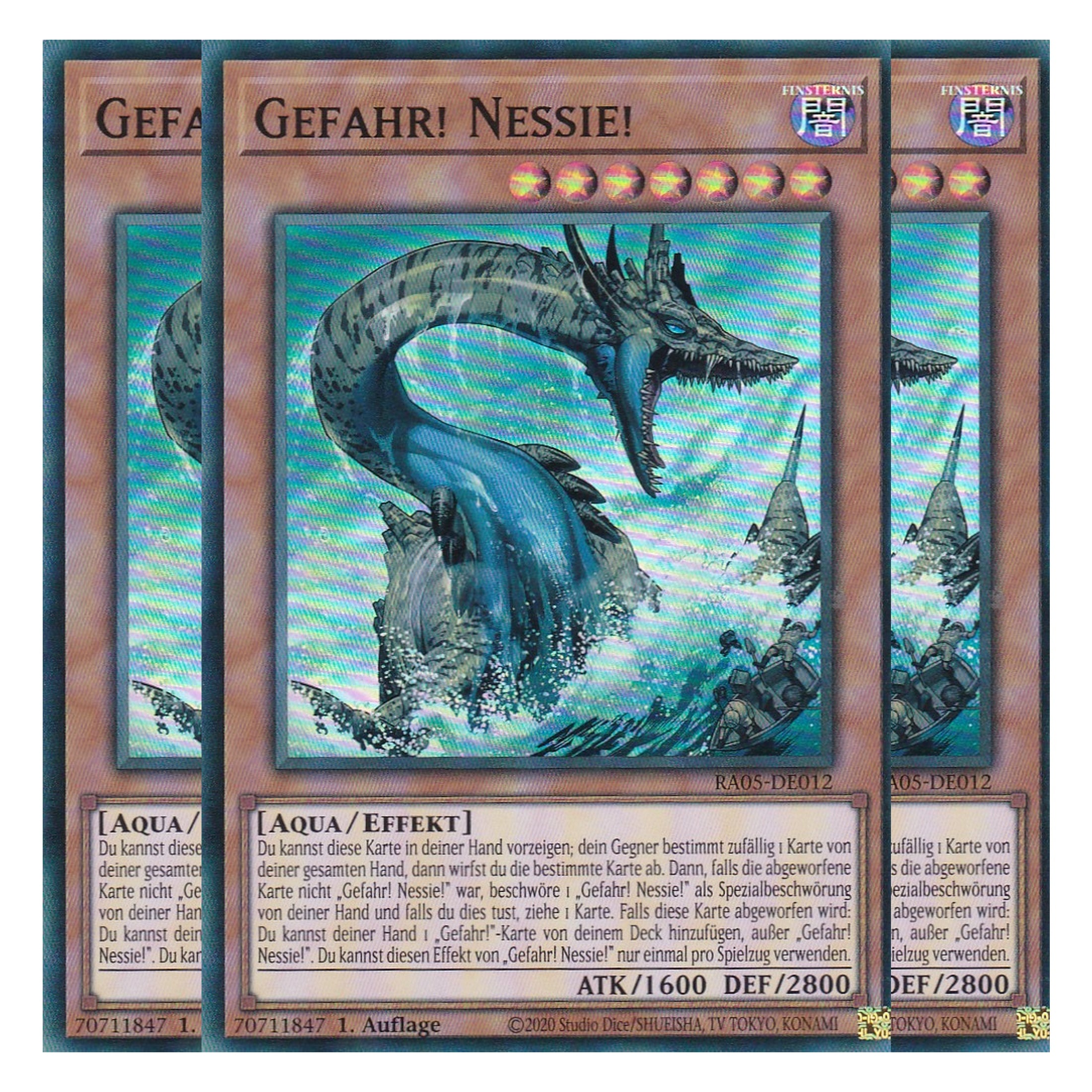 Gefahr! Nessie! - RA05-DE012 - Super Rare - Deutsch - Rarity Collection 5 - Yugioh - Playset (3 Kopien)