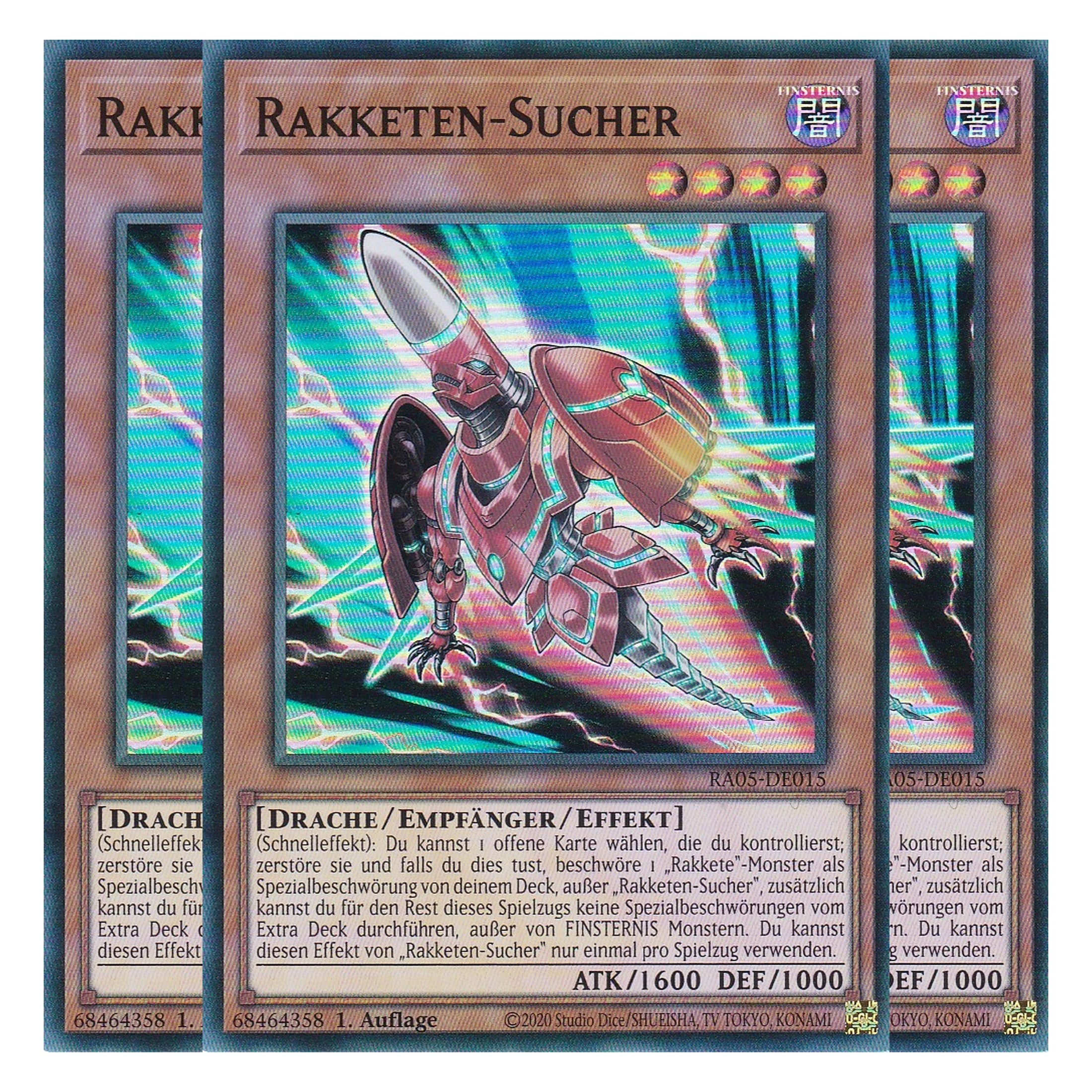 Rakketen-Sucher - RA05-DE015 - Super Rare - Deutsch - Rarity Collection 5 - Yugioh - Playset (3 Kopien)