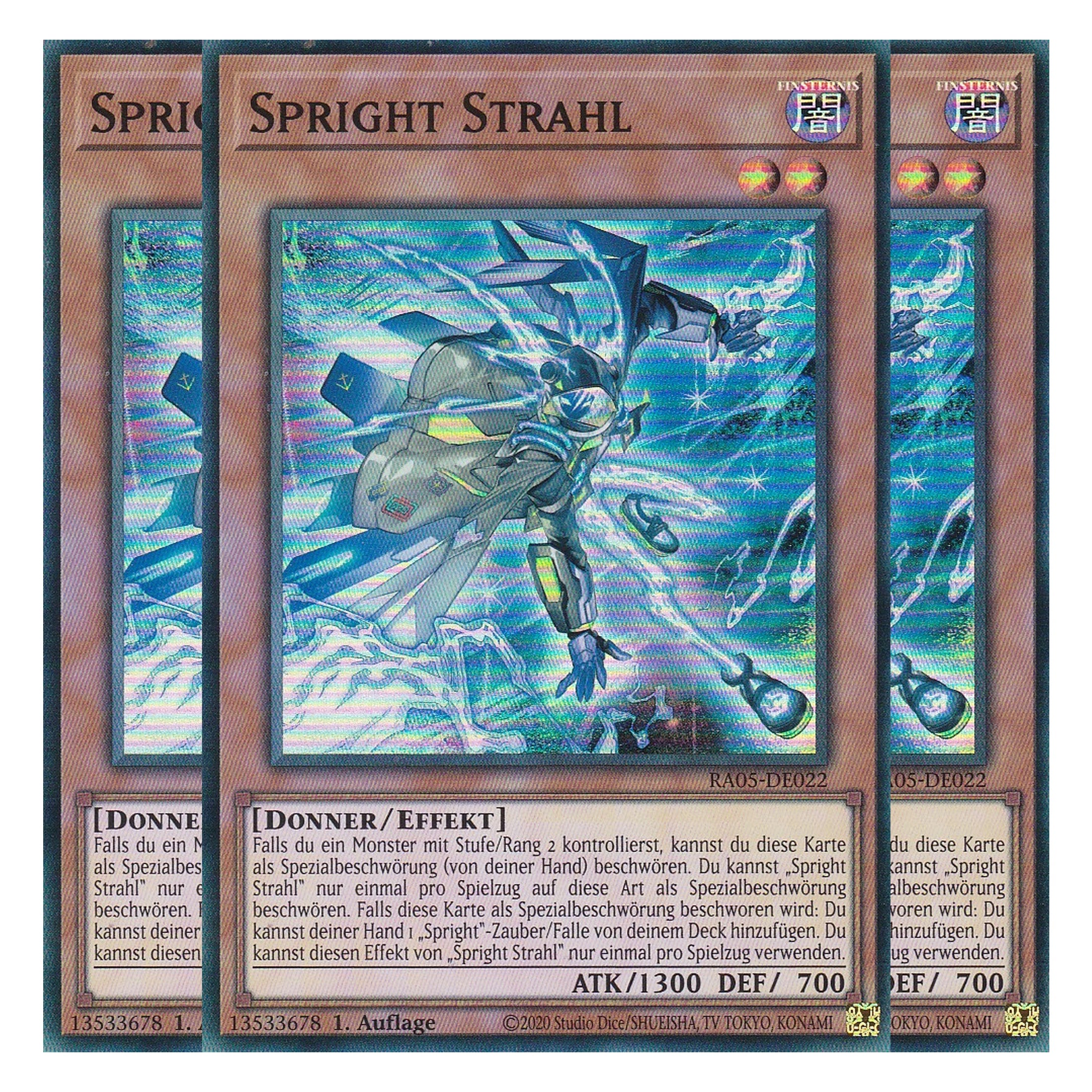 Spright Strahl - RA05-DE022 - Super Rare - Deutsch - Rarity Collection 5 - Yugioh - Playset (3 Kopien)