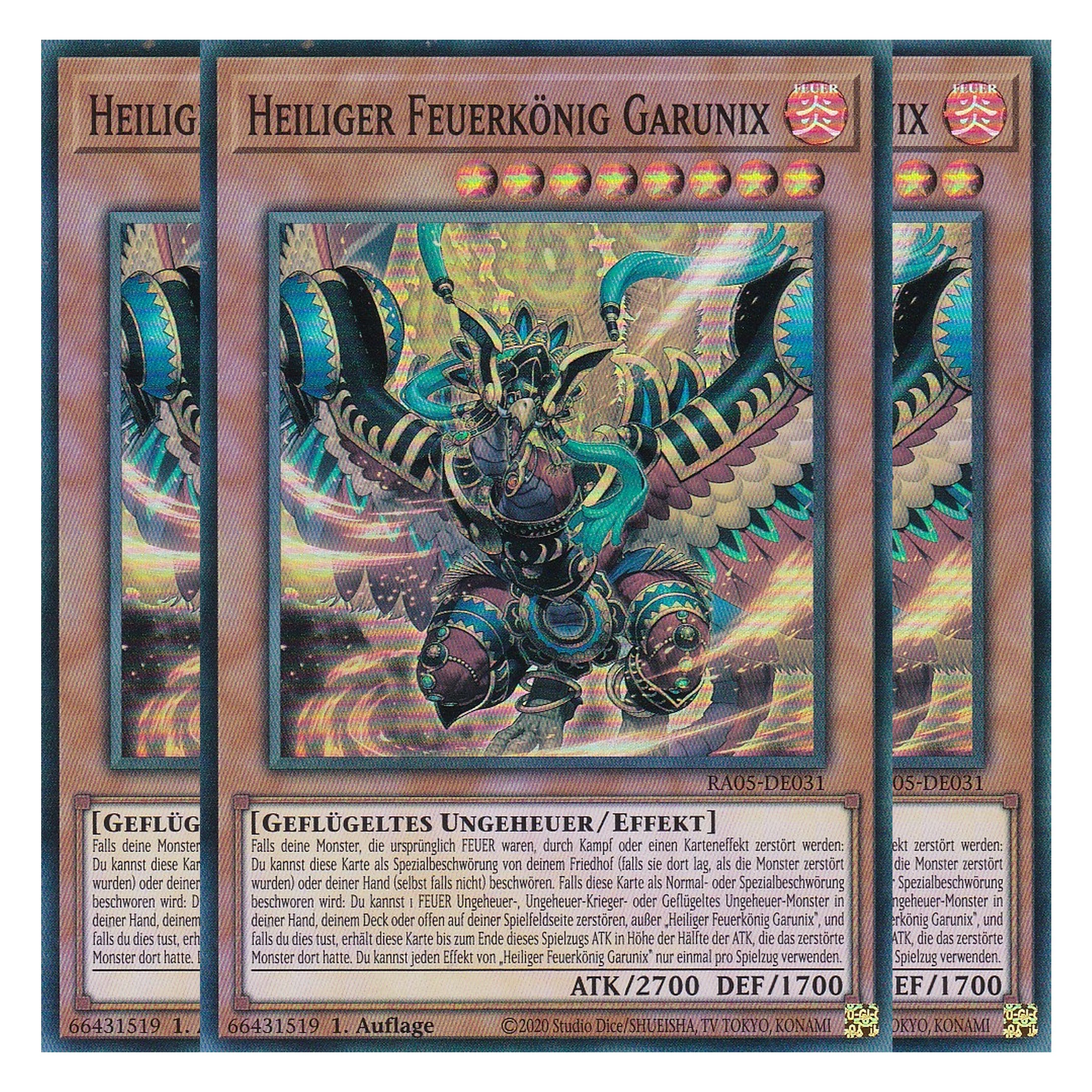 Heiliger Feuerkönig Garunix - RA05-DE031 - Super Rare - Deutsch - Rarity Collection 5 - Yugioh - Playset (3 Kopien)