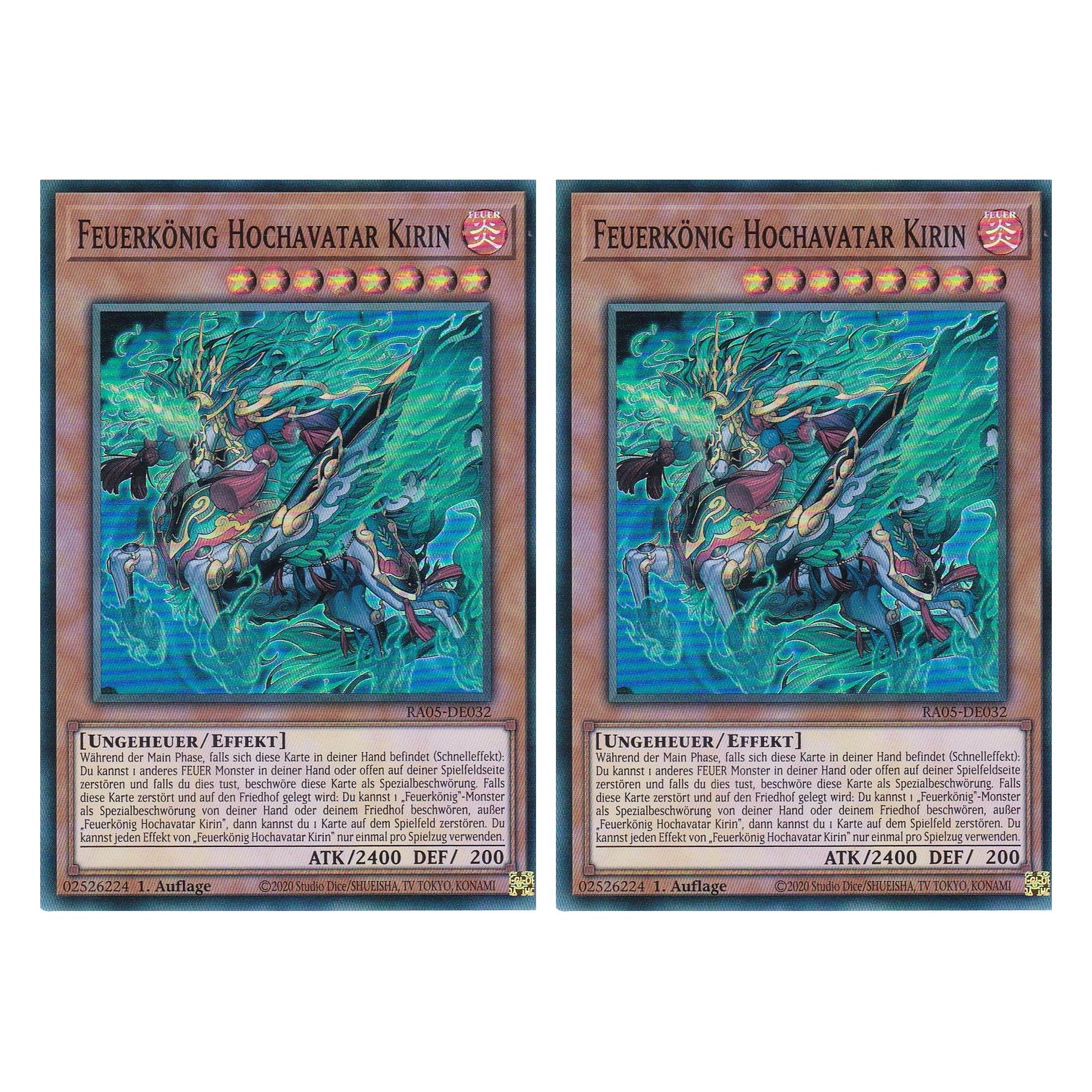Feuerkönig Hochavatar Kirin - RA05-DE032 - Super Rare - Deutsch - Rarity Collection 5 - Yugioh - Duo Set (2 Stück)