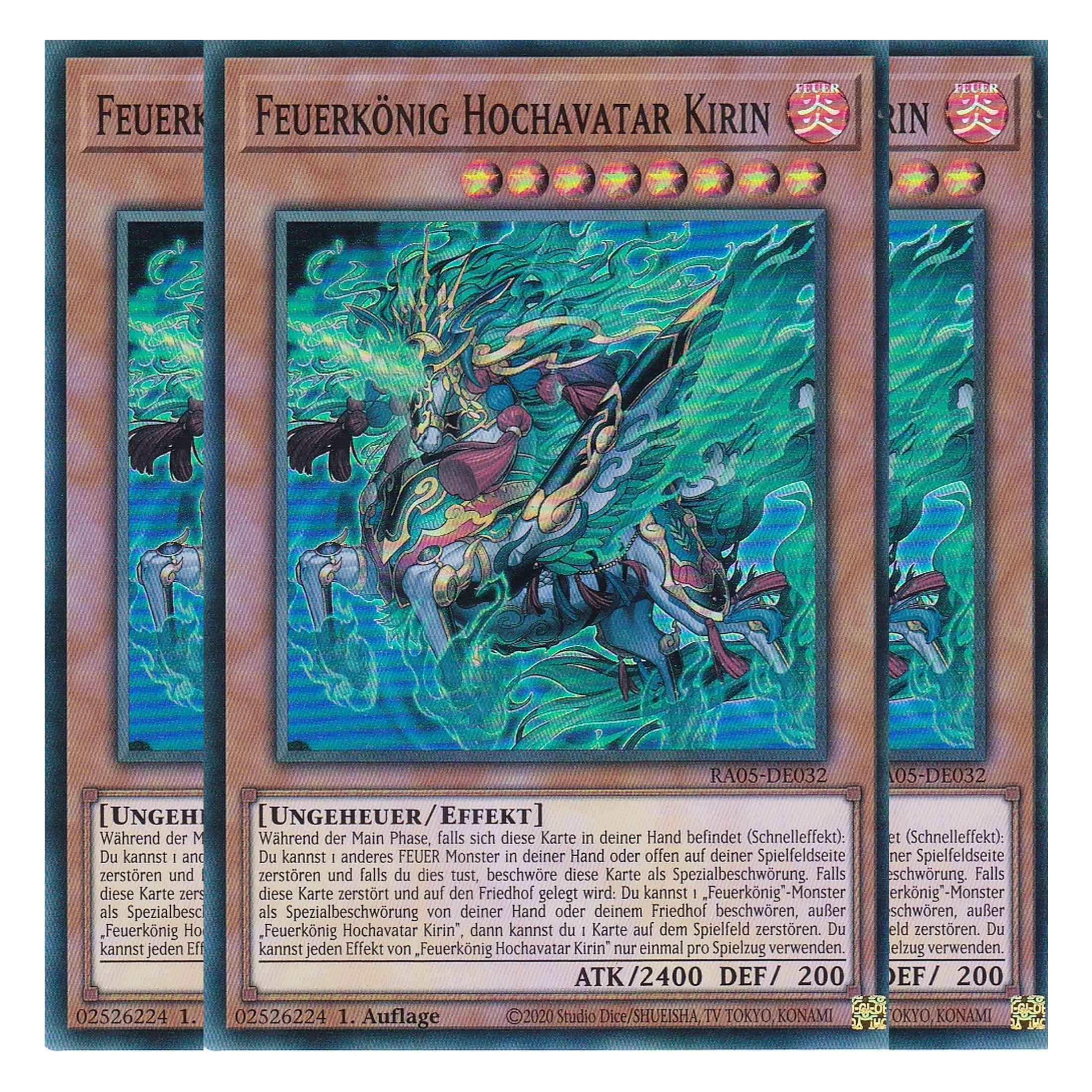 Feuerkönig Hochavatar Kirin - RA05-DE032 - Super Rare - Deutsch - Rarity Collection 5 - Yugioh - Playset (3 Kopien)
