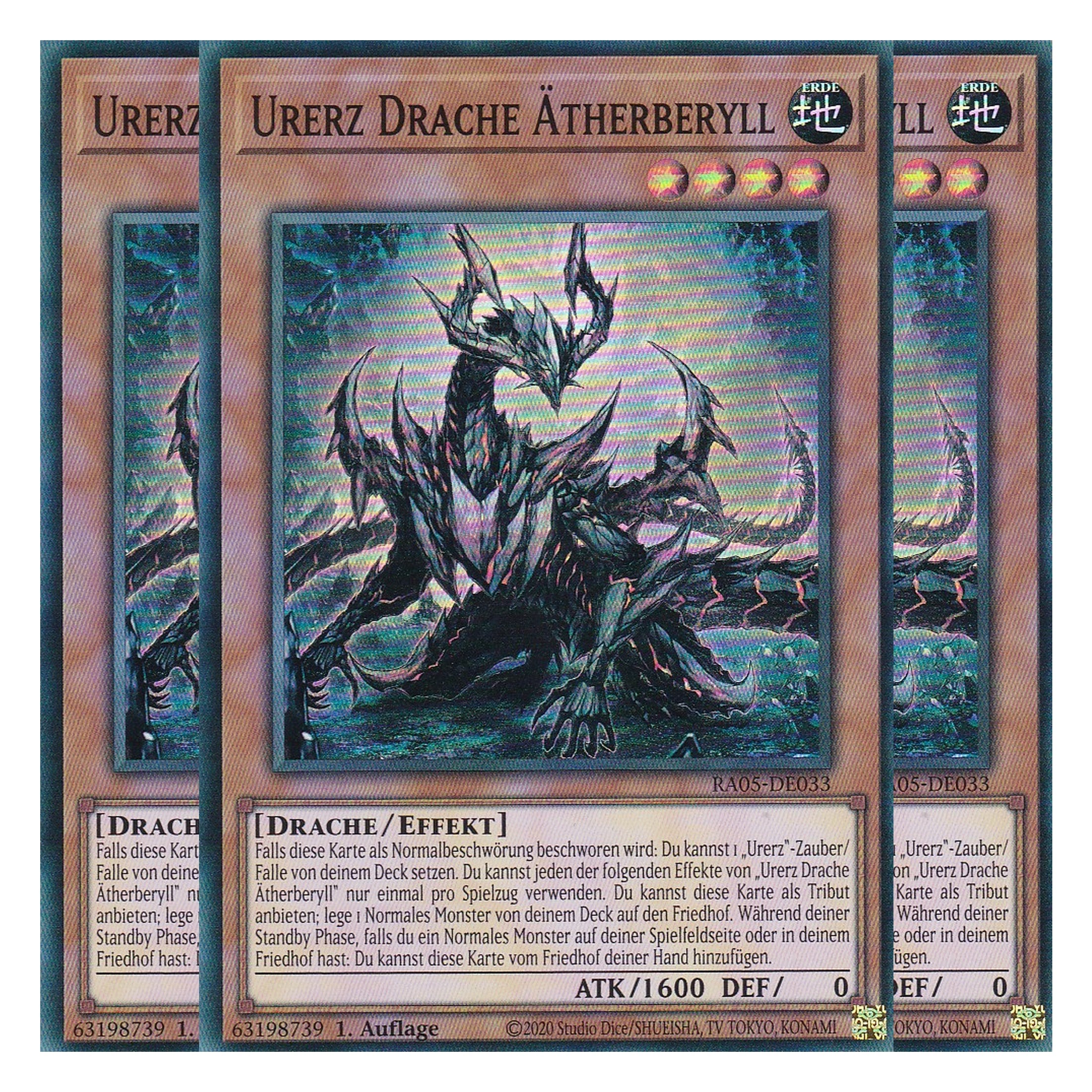 Urerz Drache Ätherberyll - RA05-DE033 - Super Rare - Deutsch - Rarity Collection 5 - Yugioh - Playset (3 Kopien)