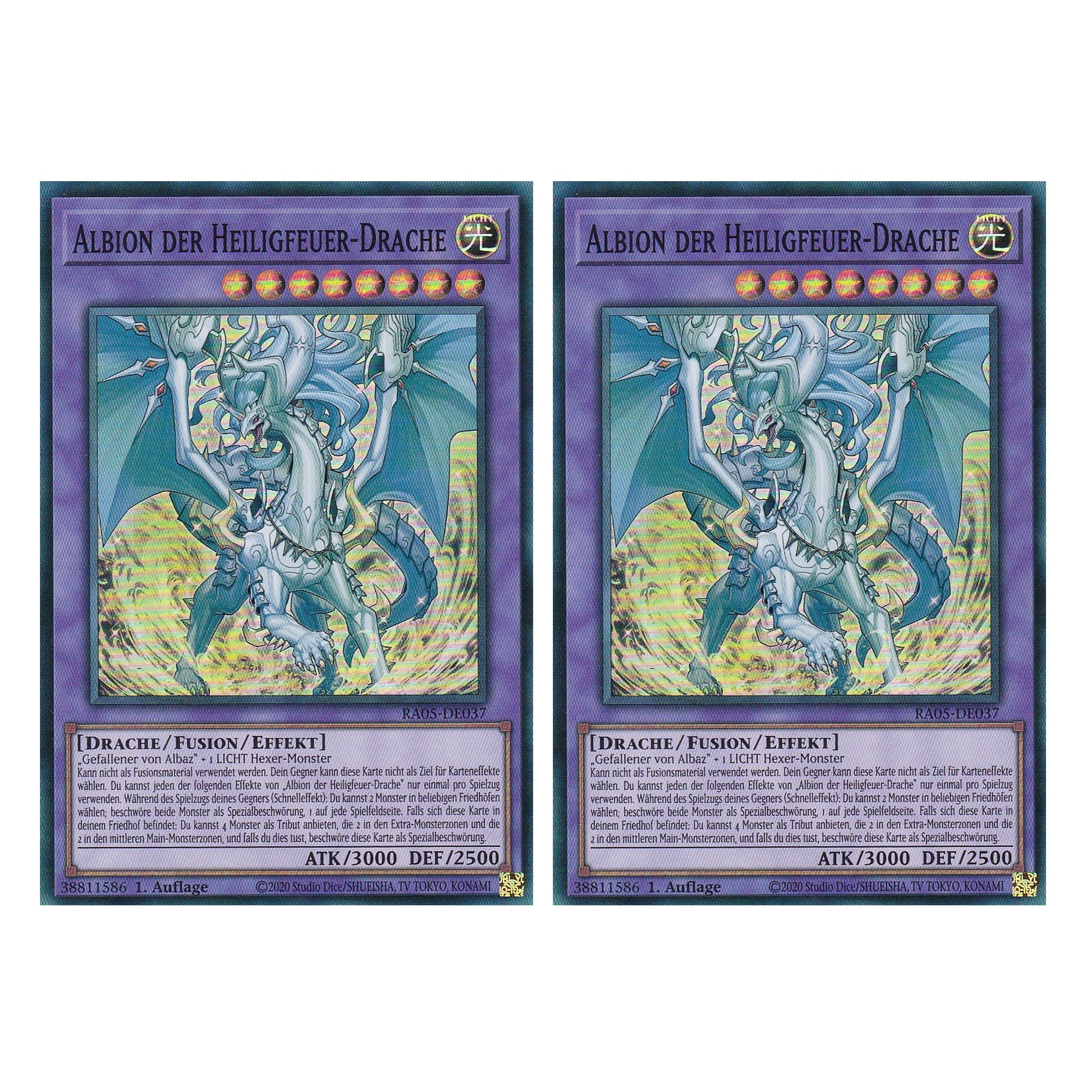 Albion der Heiligfeuer-Drache - RA05-DE037 - Super Rare - Deutsch - Rarity Collection 5 - Yugioh - Duo Set (2 Stück)