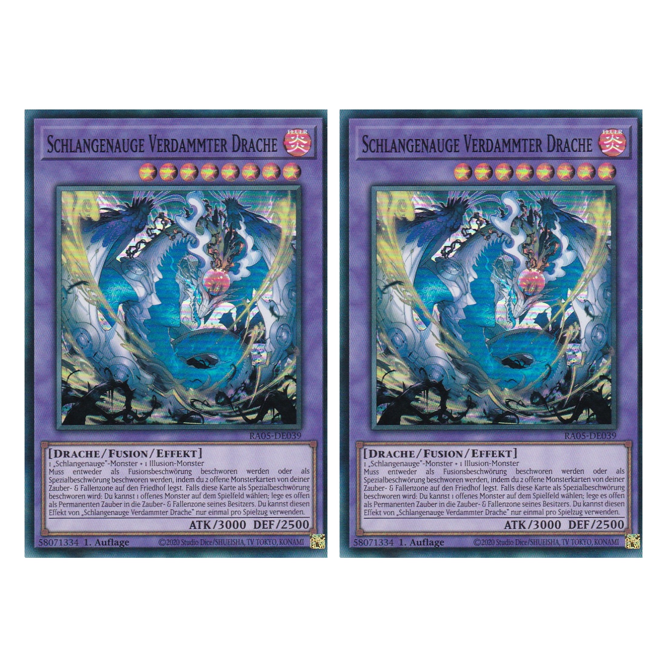 Schlangenauge Verdammter Drache - RA05-DE039 - Super Rare - Deutsch - Rarity Collection 5 - Yugioh - Duo Set (2 Stück)