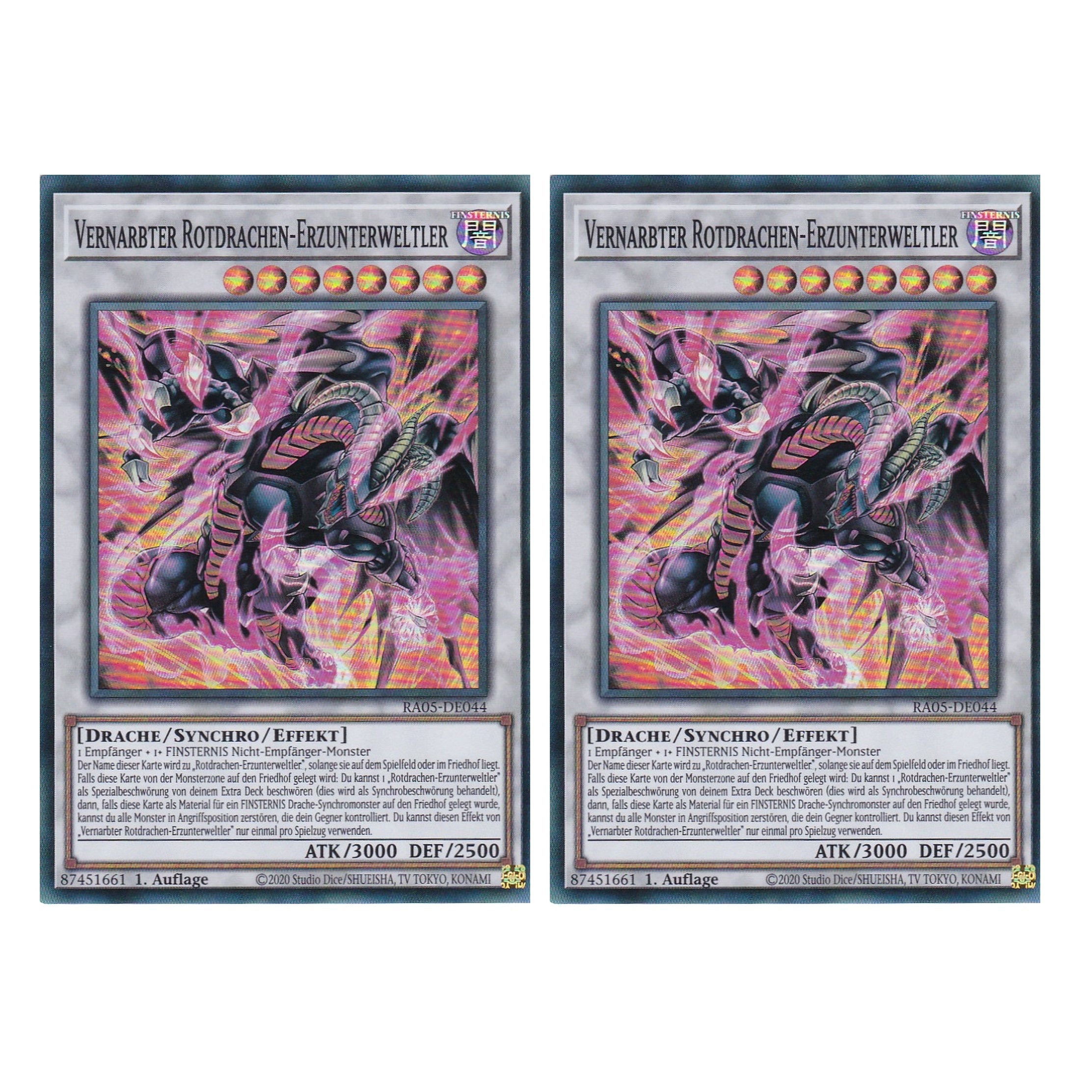 Vernarbter Rotdrachen-Erzunterweltler - RA05-DE044 - Super Rare - Deutsch - Rarity Collection 5 - Yugioh - Duo Set (2 Stück)