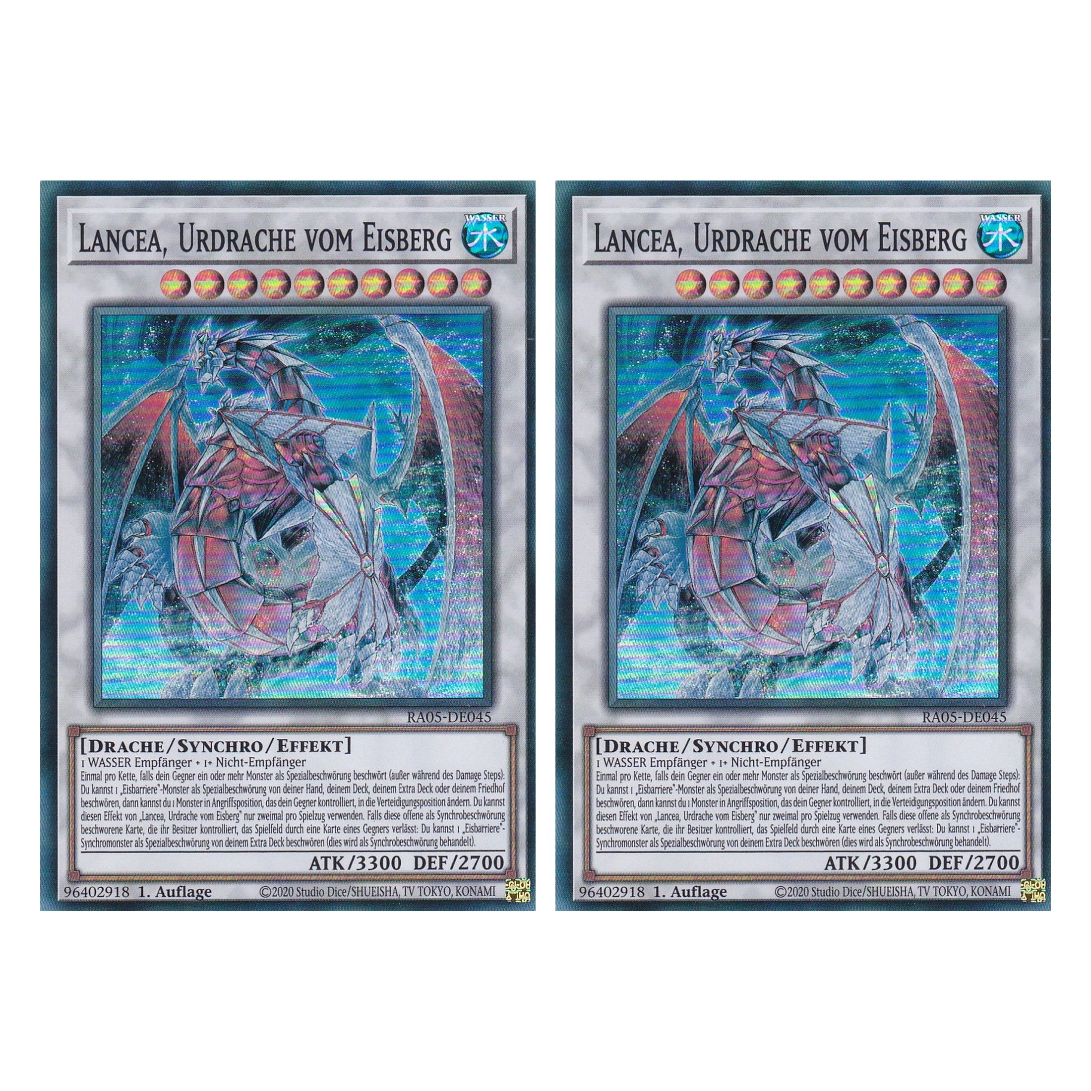 Lancea, Urdrache vom Eisberg - RA05-DE045 - Super Rare - Deutsch - Rarity Collection 5 - Yugioh - Duo Set (2 Stück)