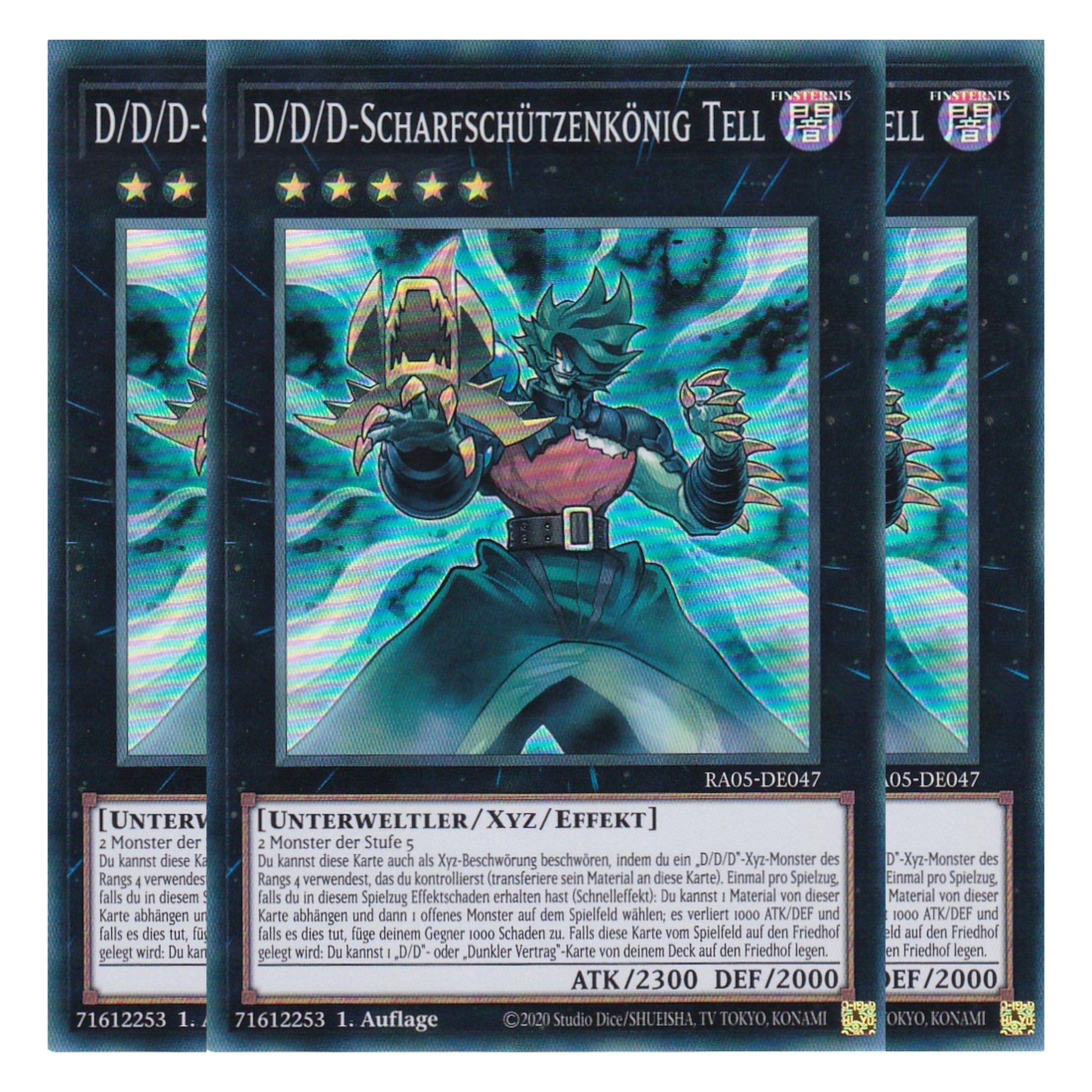 D/D/D-Scharfschützenkönig Tell - RA05-DE047 - Super Rare - Deutsch - Rarity Collection 5 - Yugioh - Playset (3 Kopien)