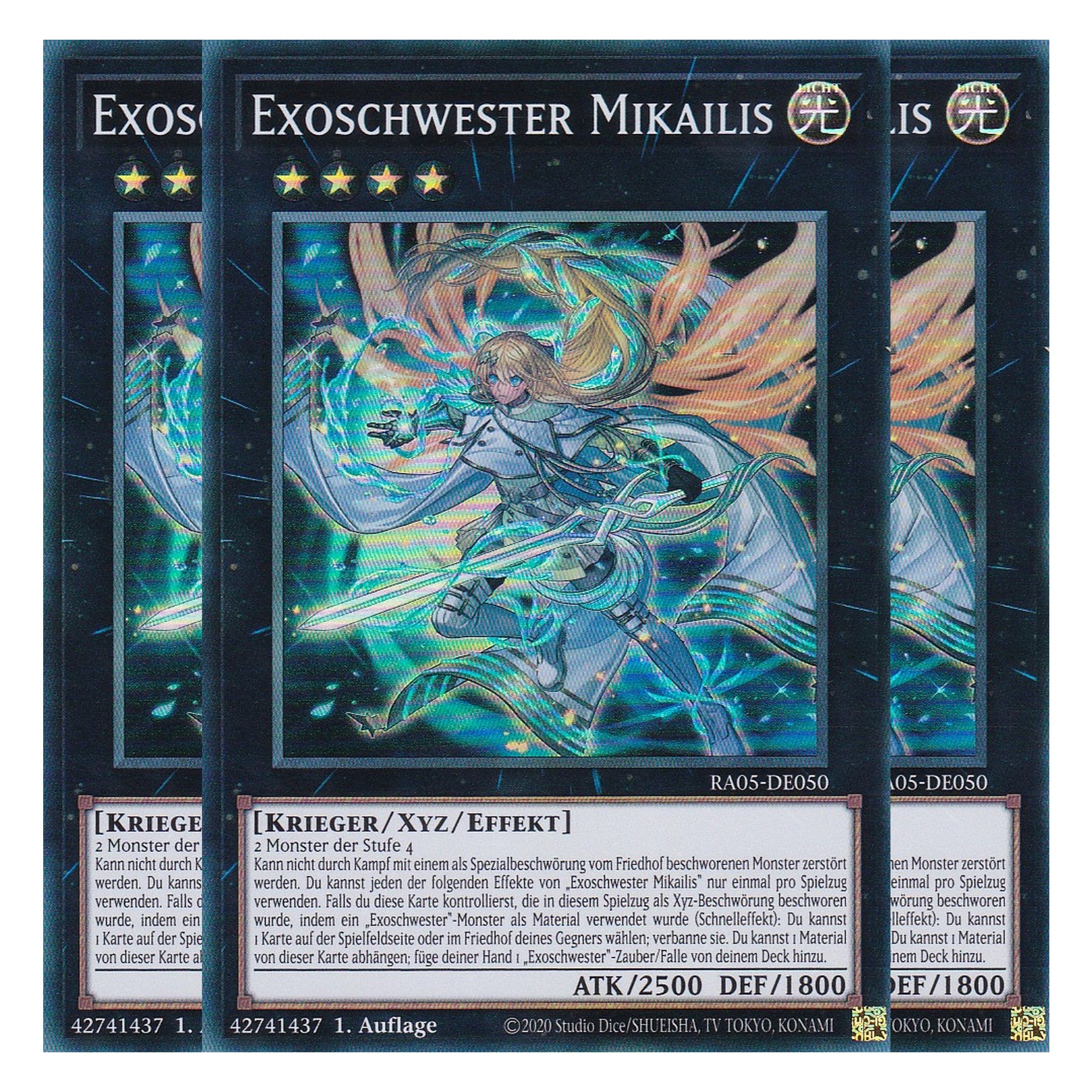 Exoschwester Mikailis - RA05-DE050 - Super Rare - Deutsch - Rarity Collection 5 - Yugioh - Playset (3 Kopien)