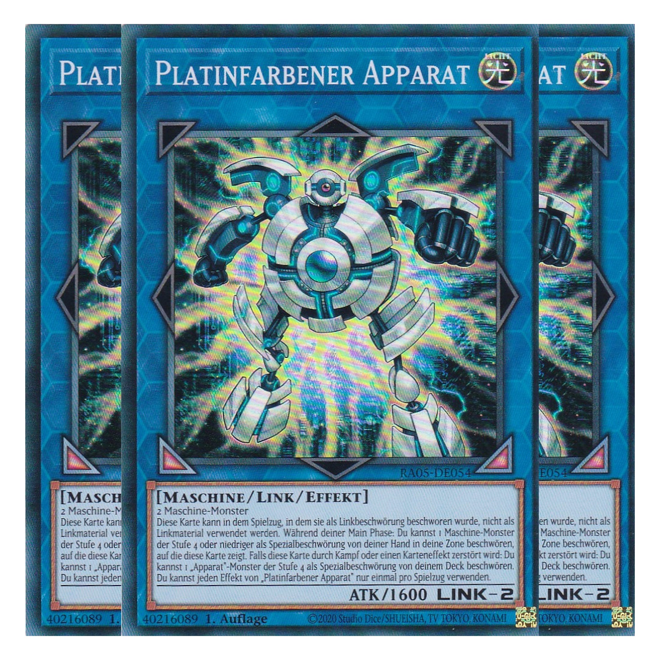 Platinfarbener Apparat - RA05-DE054 - Super Rare - Deutsch - Rarity Collection 5 - Yugioh - Playset (3 Kopien)